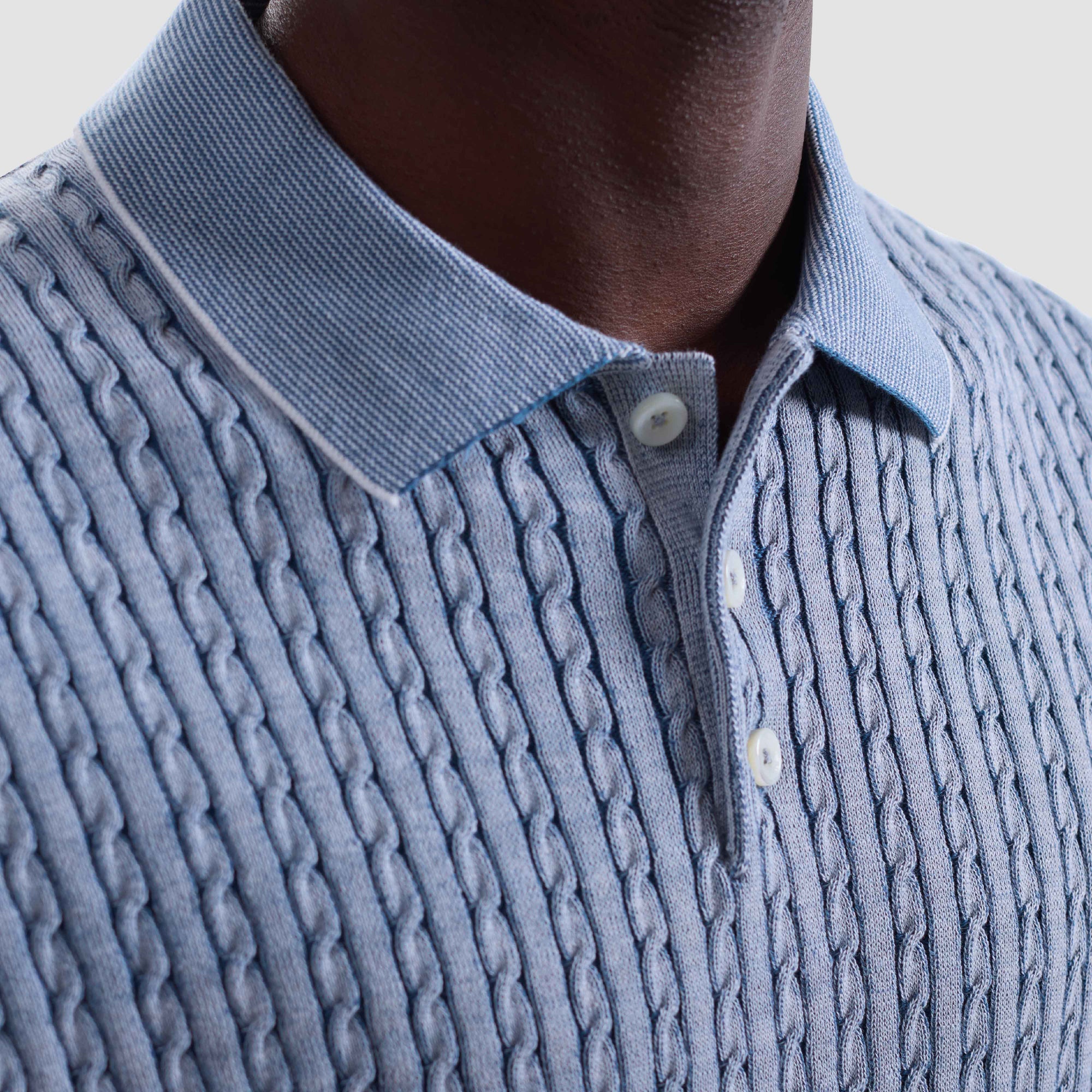 Cable Stitch Polo Sweater