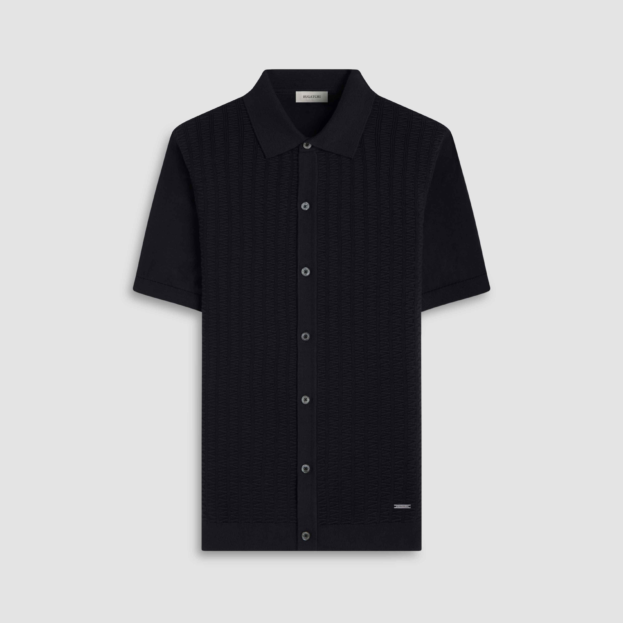 Ladder Stitch Full Button Polo Sweater
