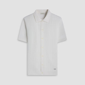 Ladder Stitch Full Button Polo Sweater