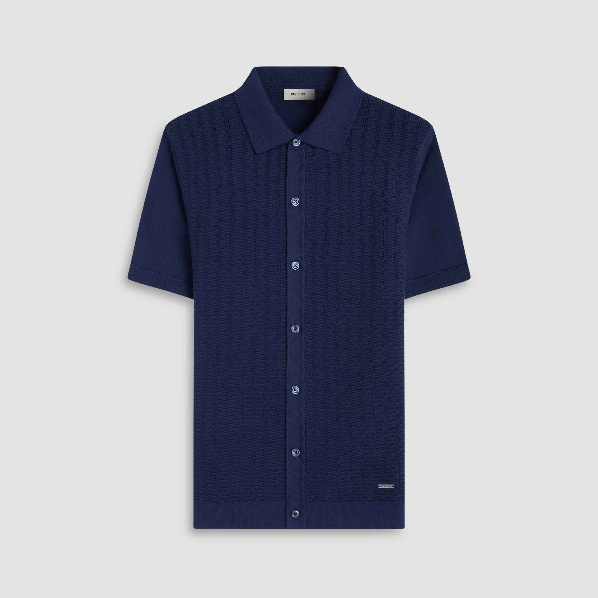 Ladder Stitch Full Button Polo Sweater