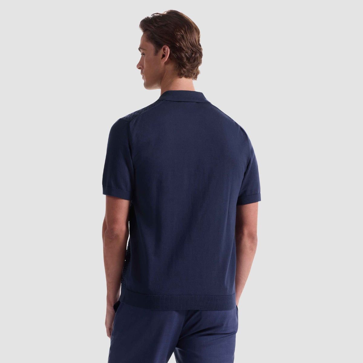 Ladder Stitch Full Button Polo Sweater