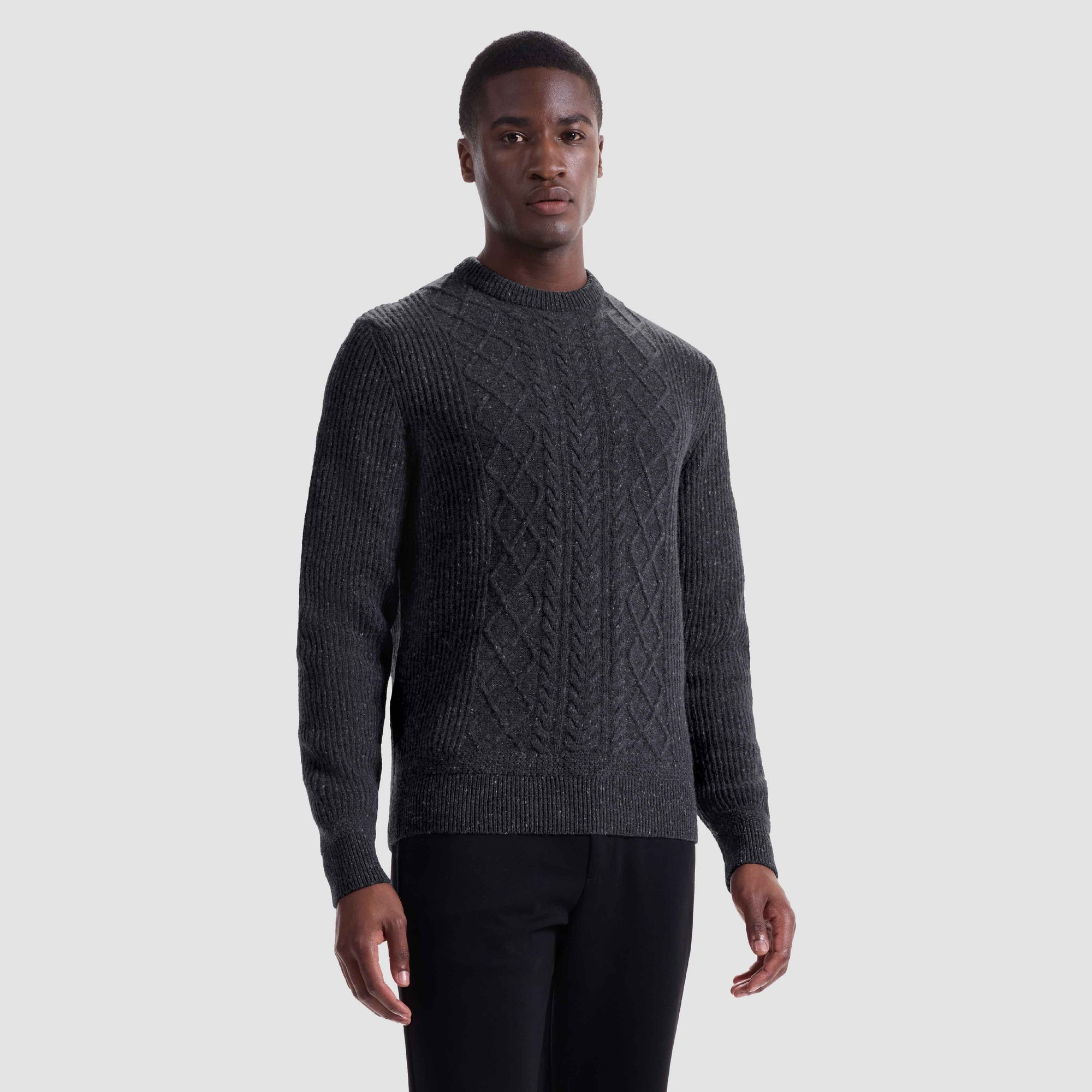 Cable Diamond Stitch Crewneck Sweater