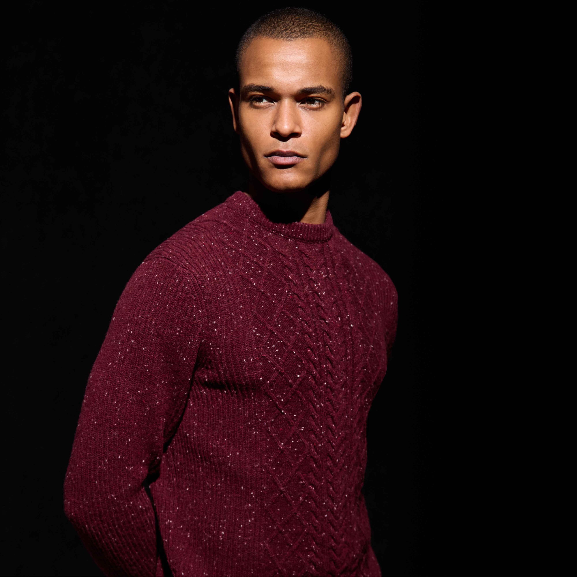 Cable Diamond Stitch Crewneck Sweater