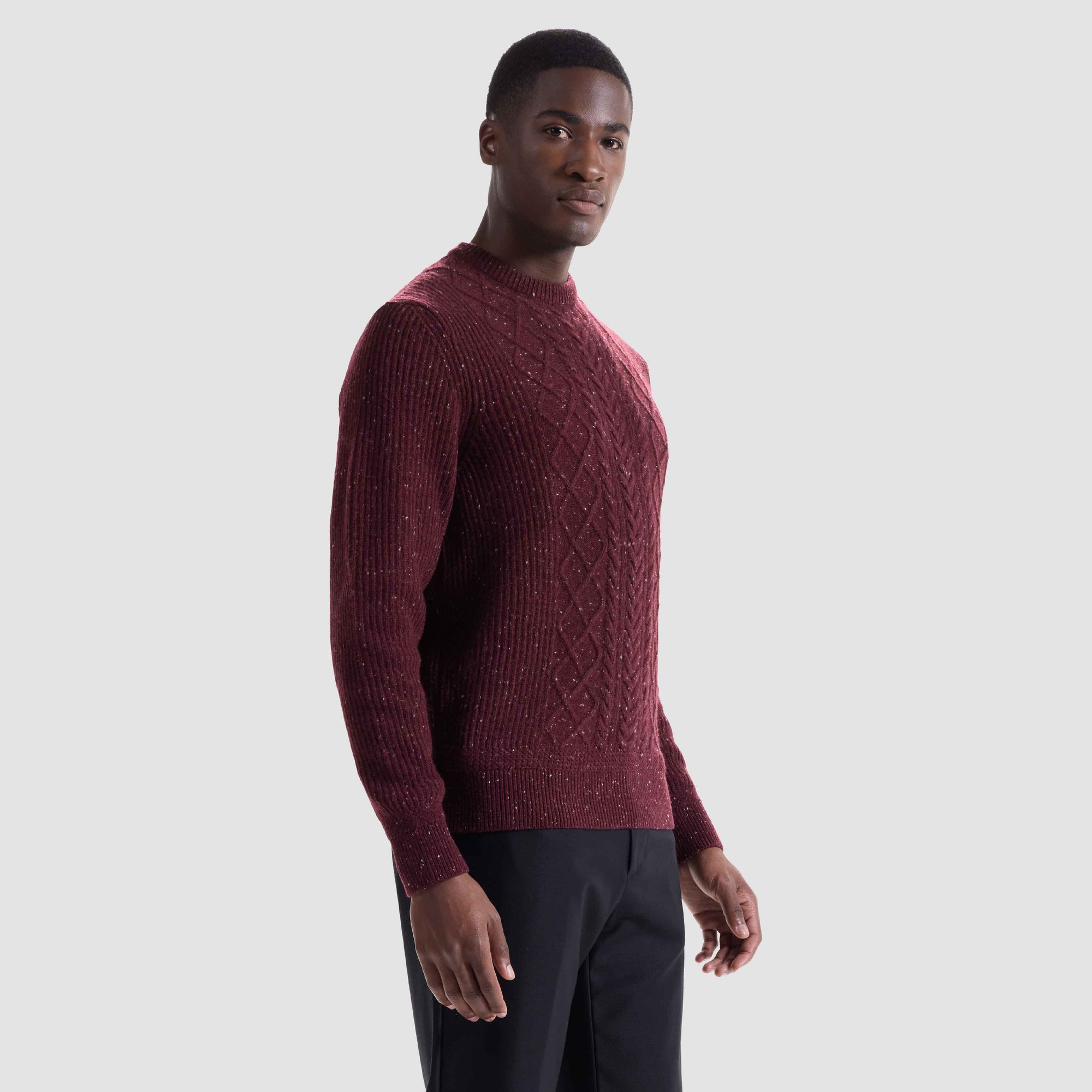 Cable Diamond Stitch Crewneck Sweater