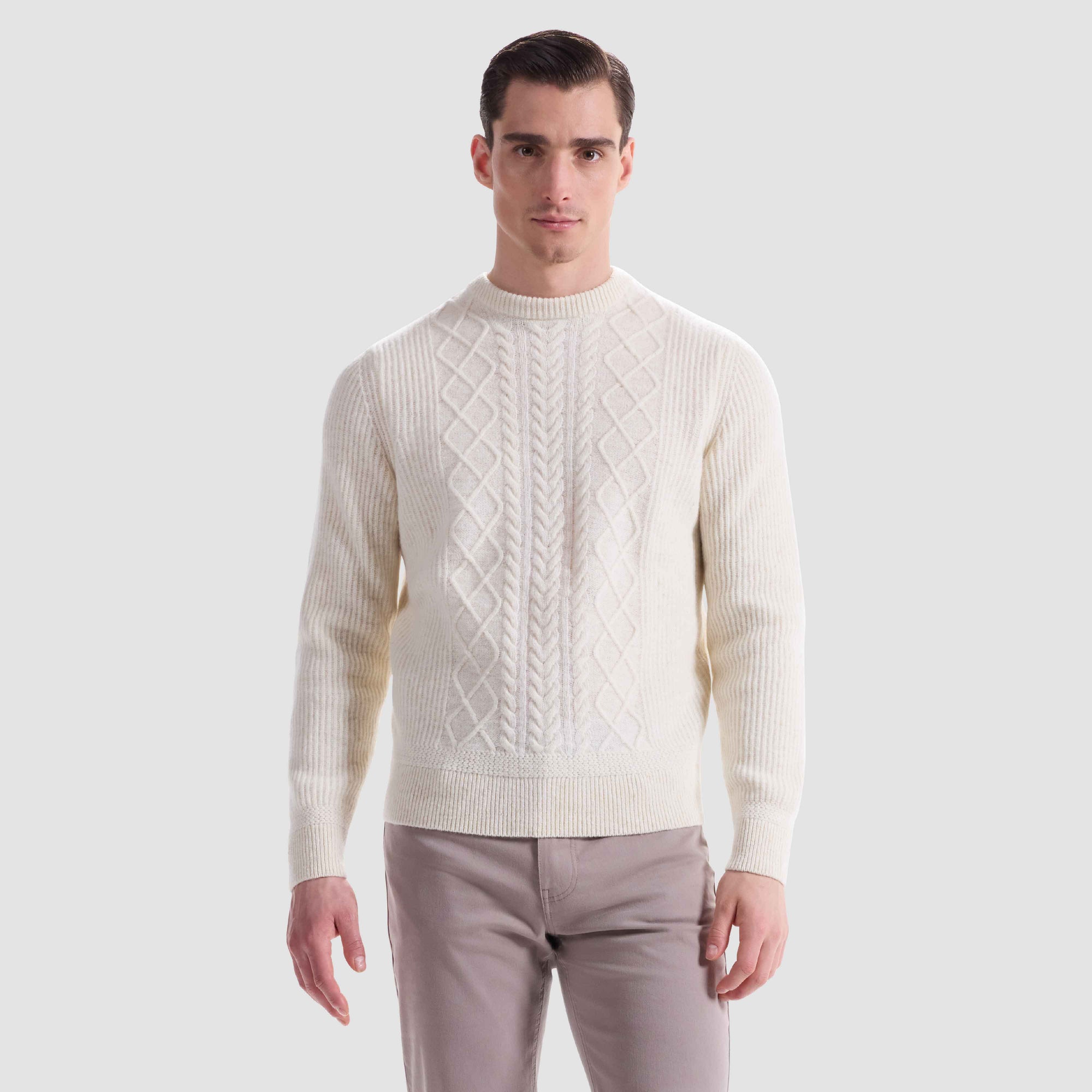 Cable Diamond Stitch Crewneck Sweater
