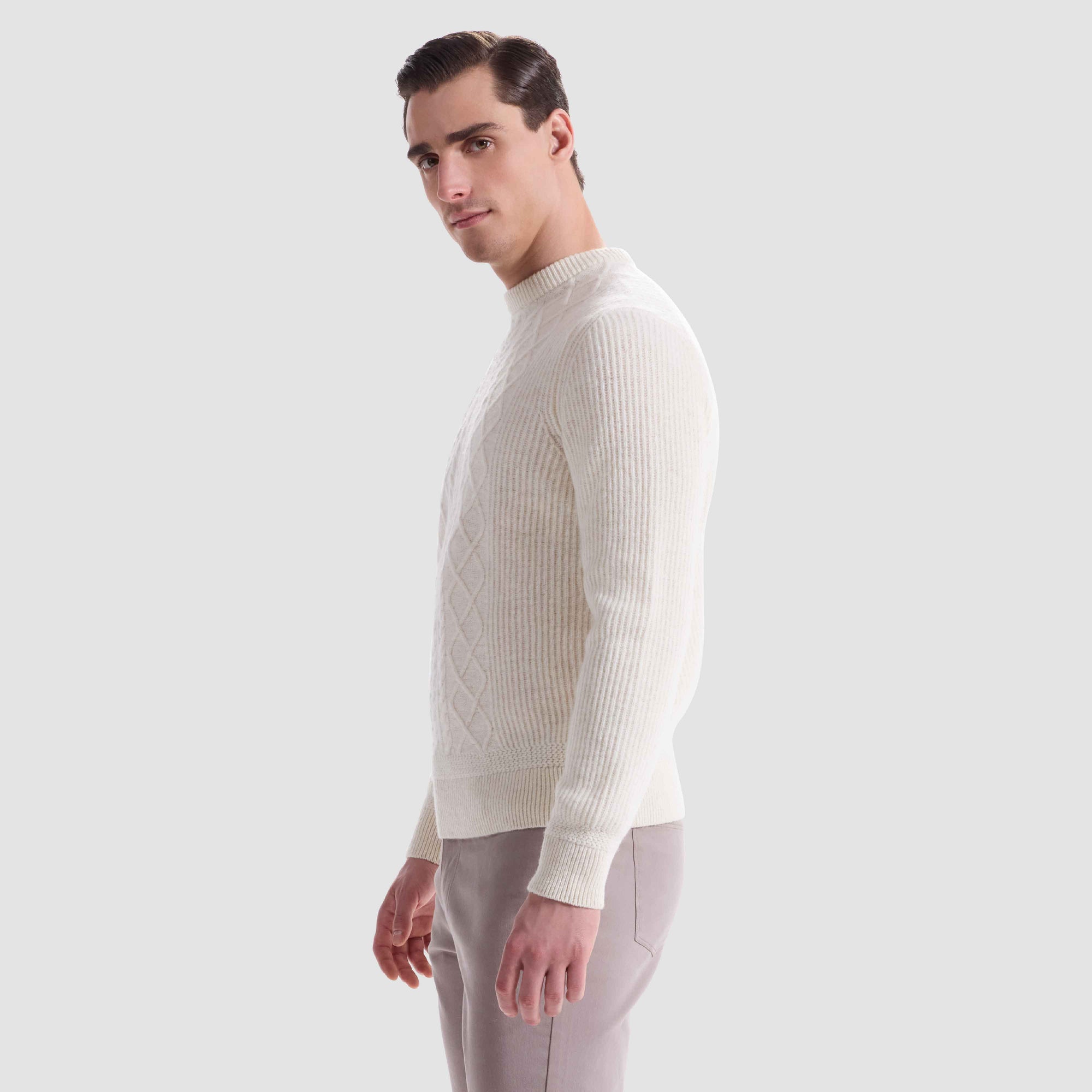 Cable Diamond Stitch Crewneck Sweater