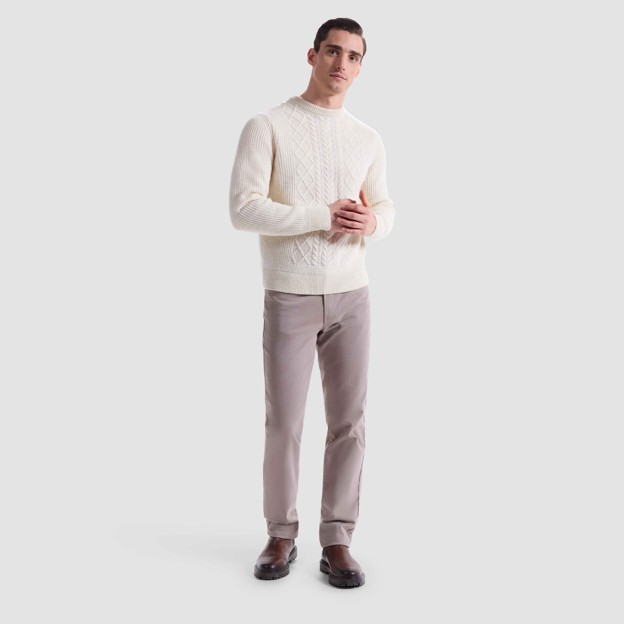 Cable Diamond Stitch Crewneck Sweater