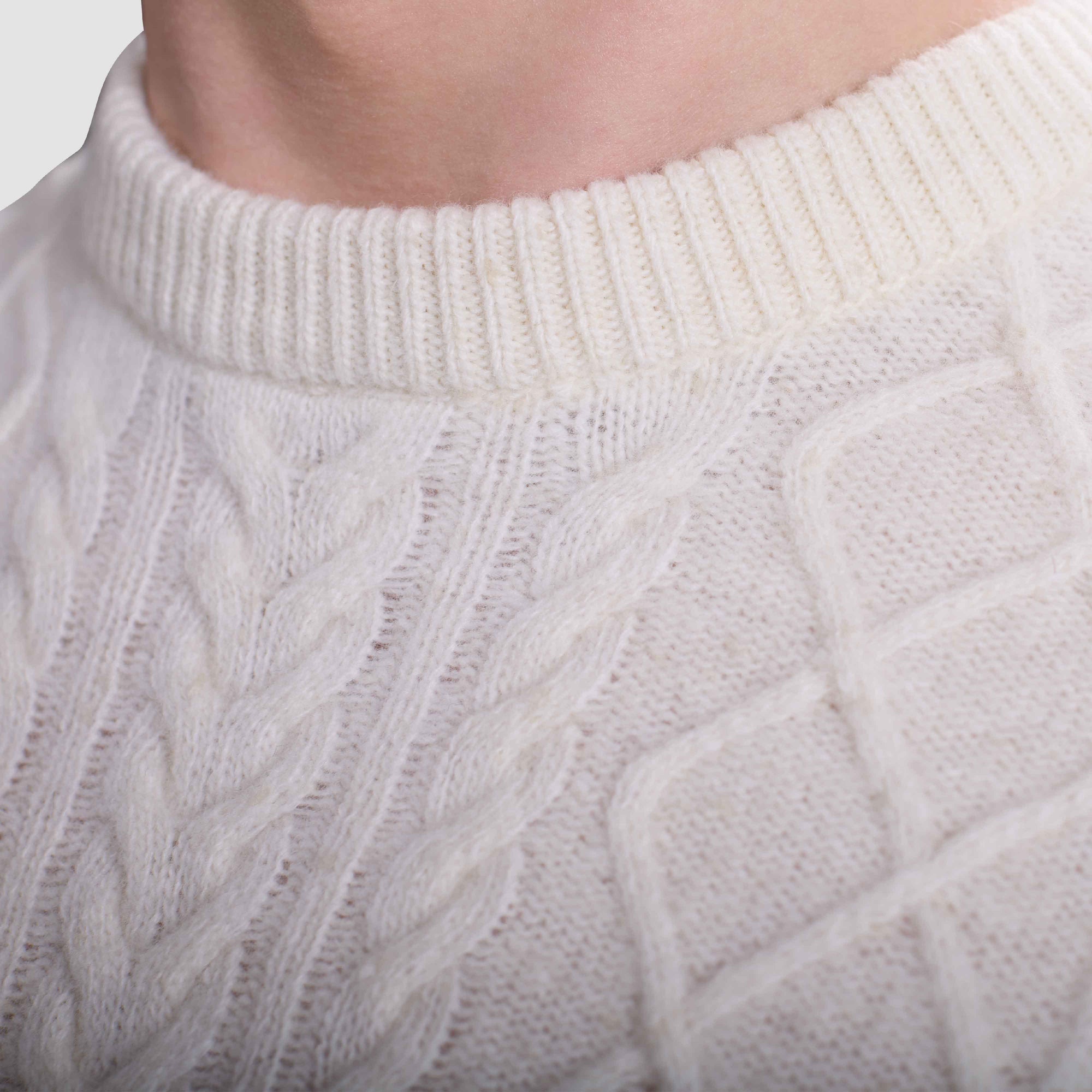 Cable Diamond Stitch Crewneck Sweater