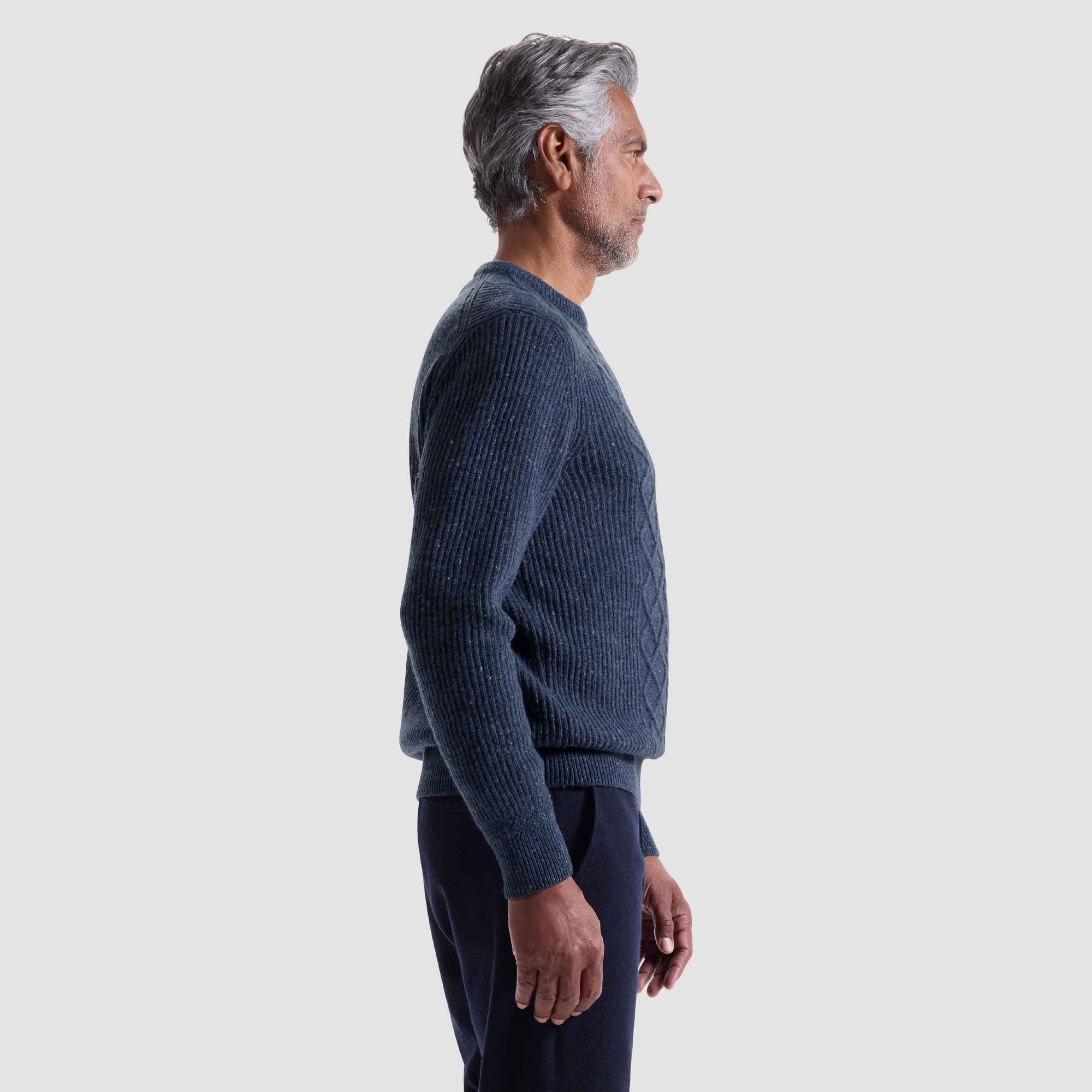 Cable Diamond Stitch Crewneck Sweater