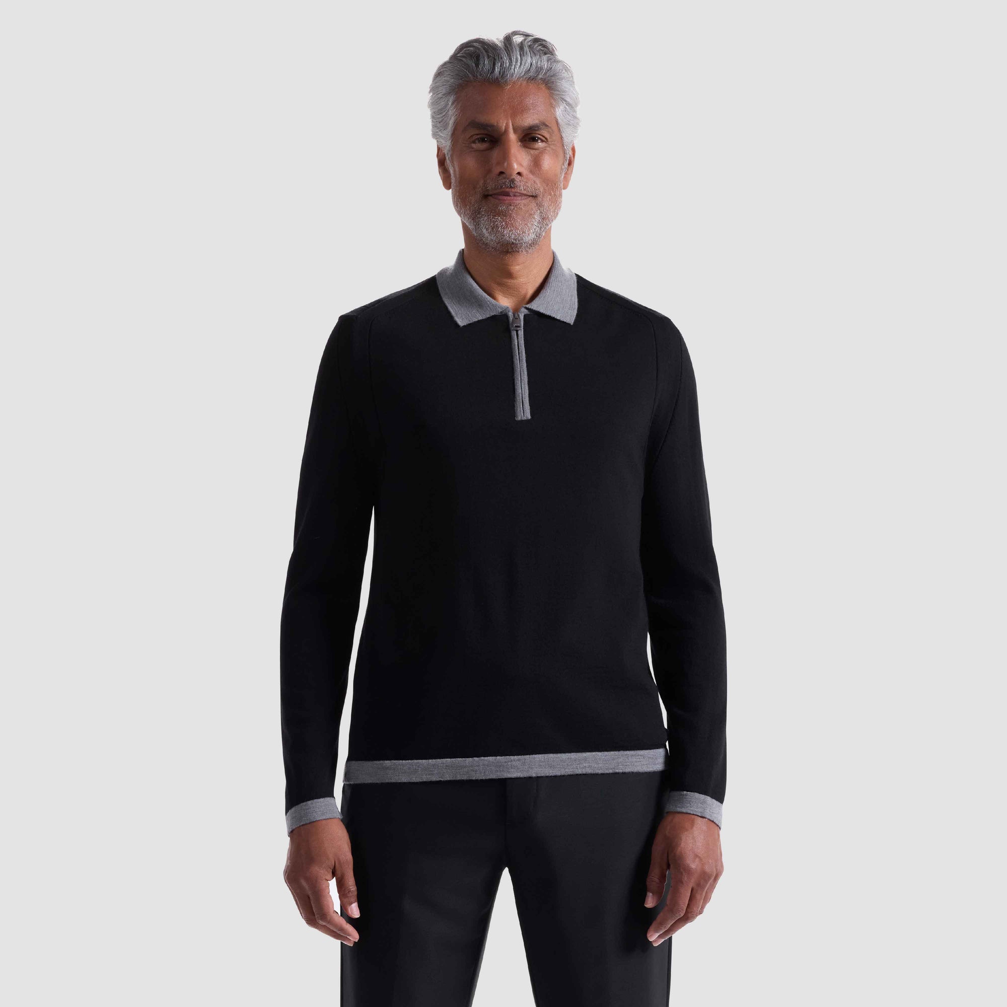 Melange Quarter Zip Polo Sweater