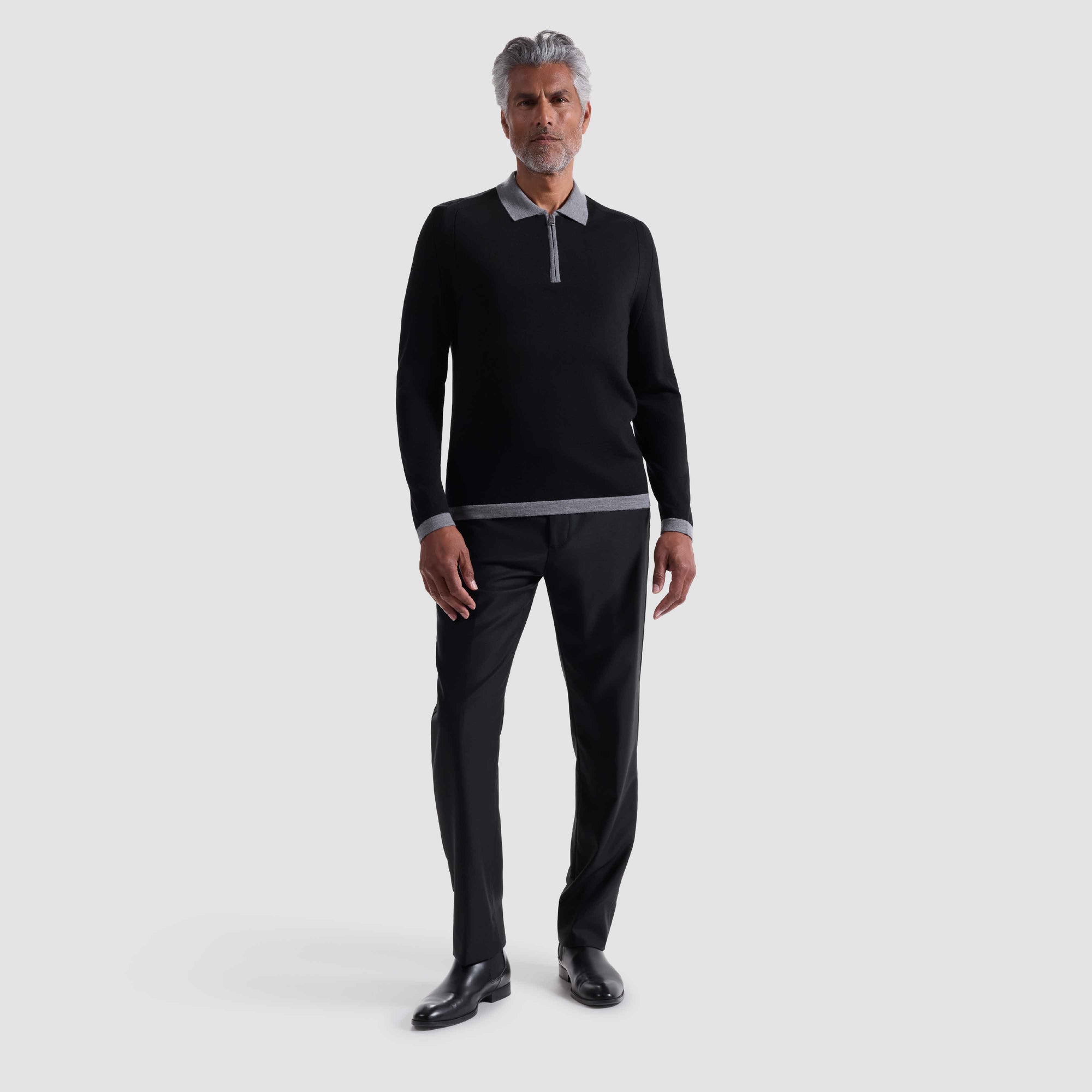 Melange Quarter Zip Polo Sweater
