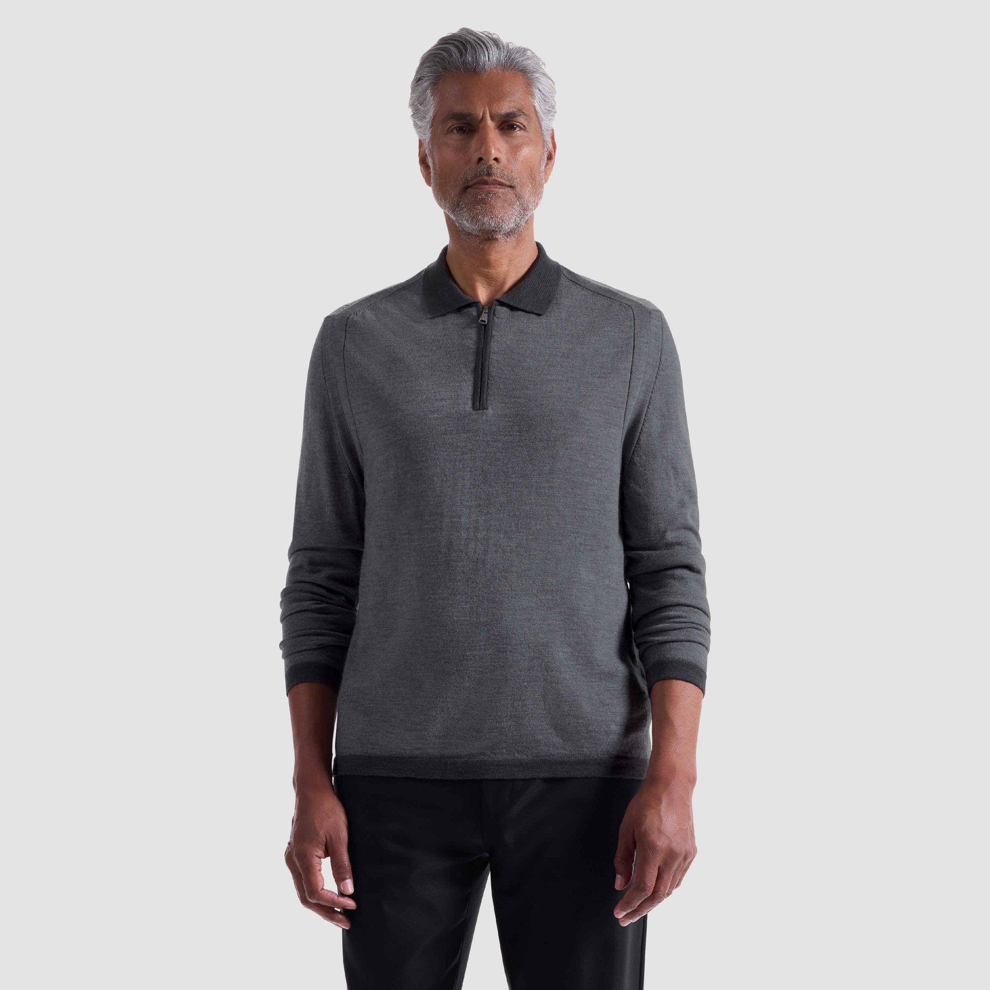 Melange Quarter Zip Polo Sweater