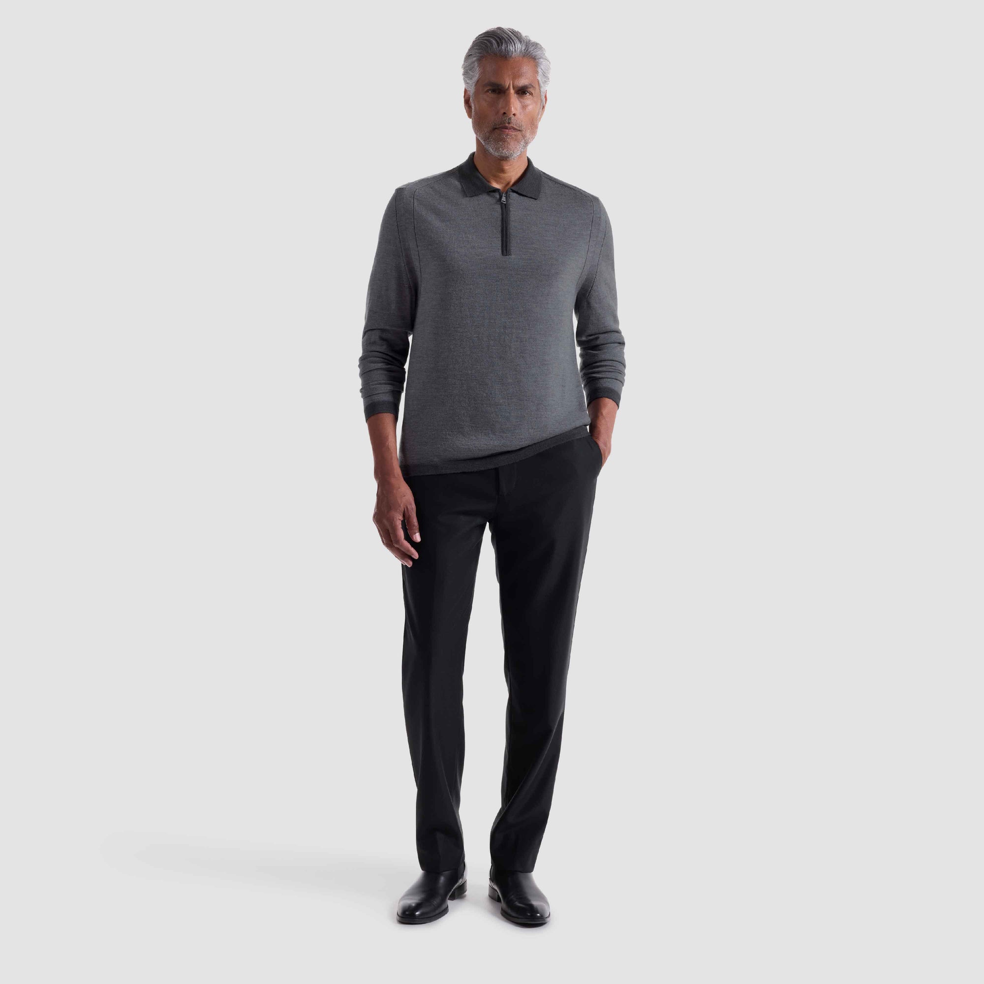 Melange Quarter Zip Polo Sweater