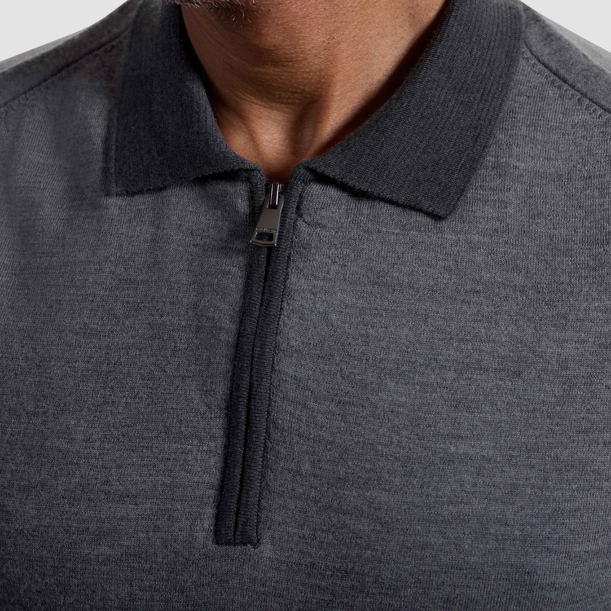 Melange Quarter Zip Polo Sweater