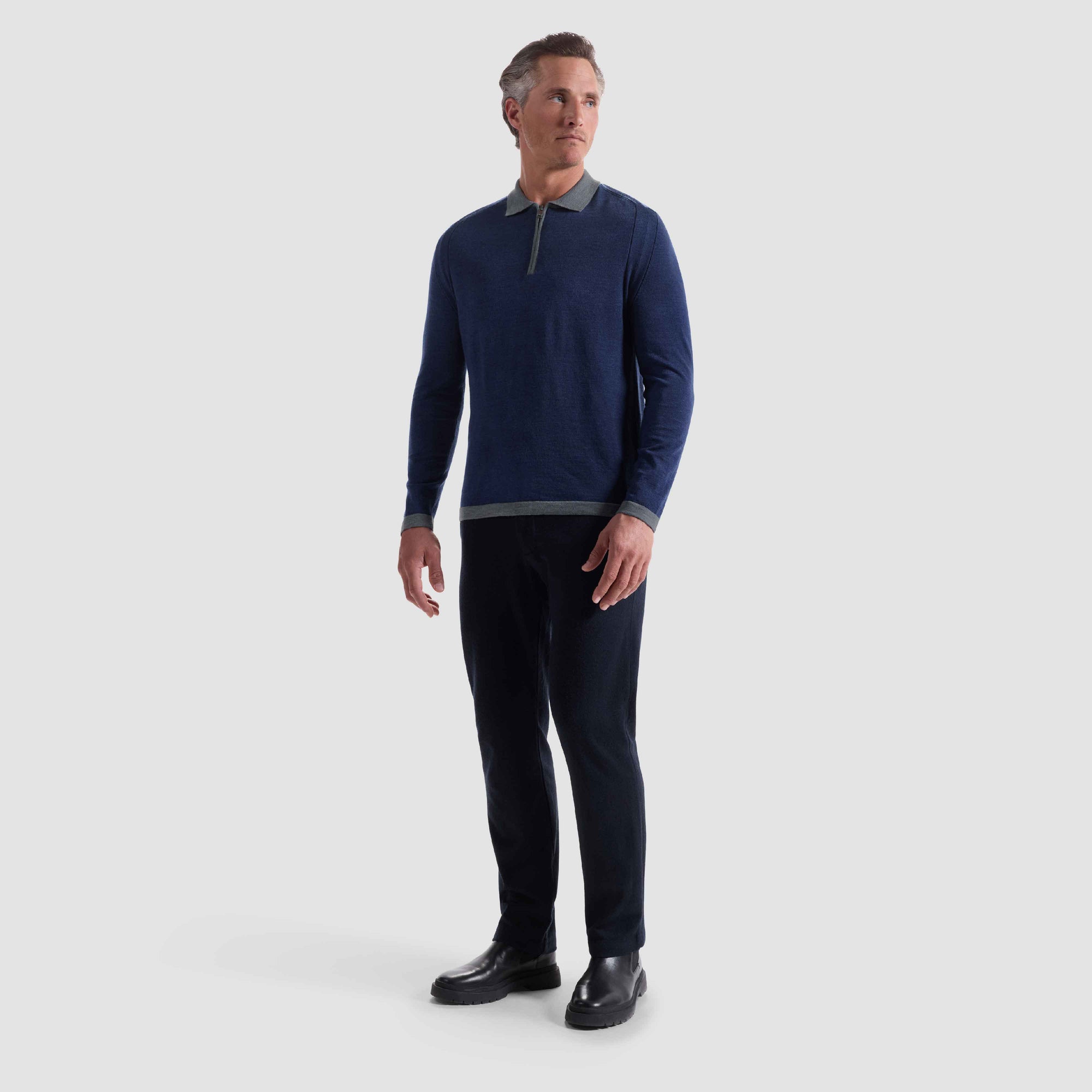 Melange Quarter Zip Polo Sweater