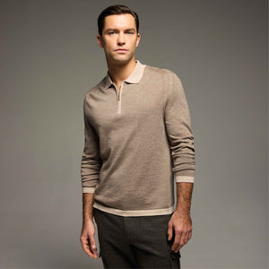 Melange Quarter Zip Polo Sweater