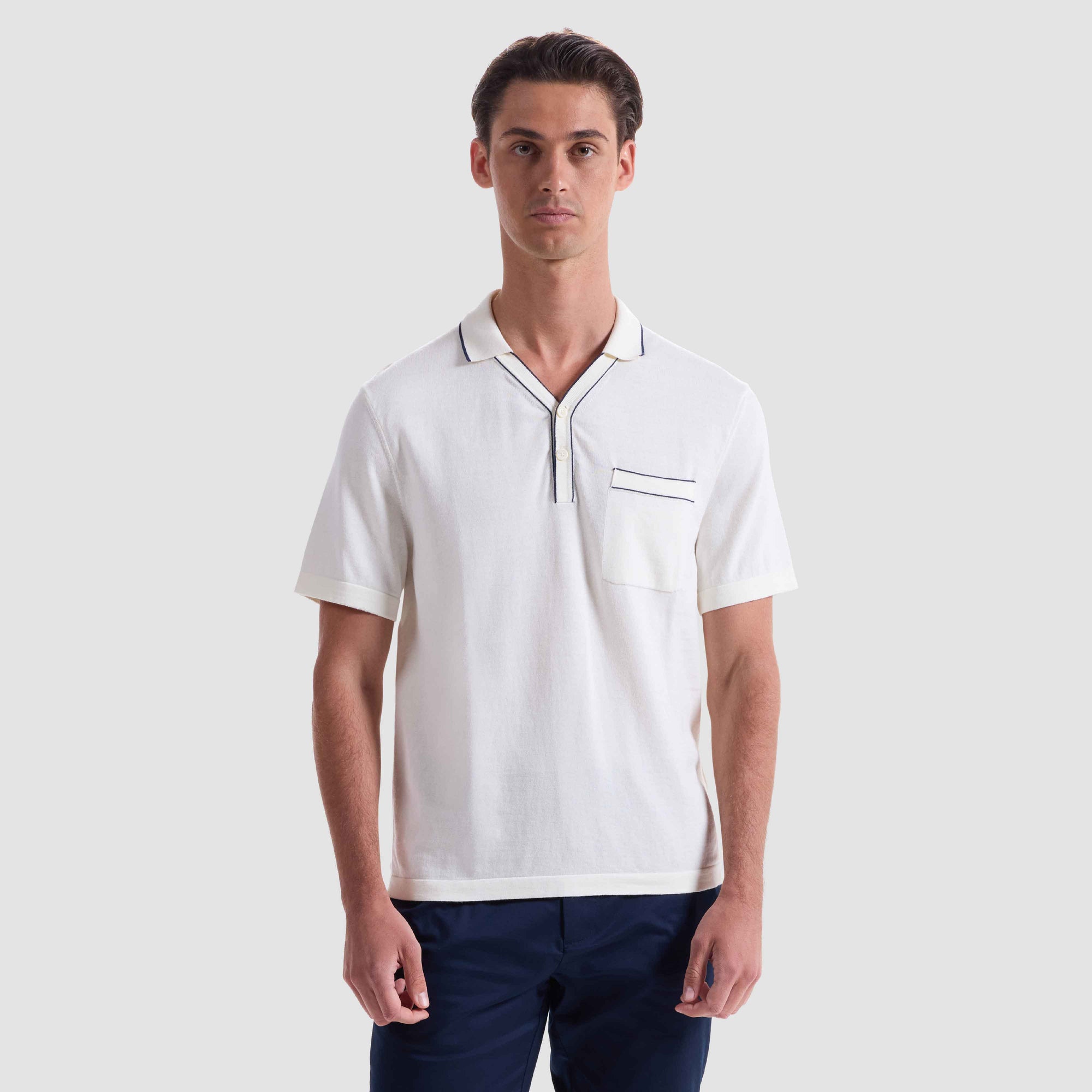 Cotton Silk Johnny Collar Sweater