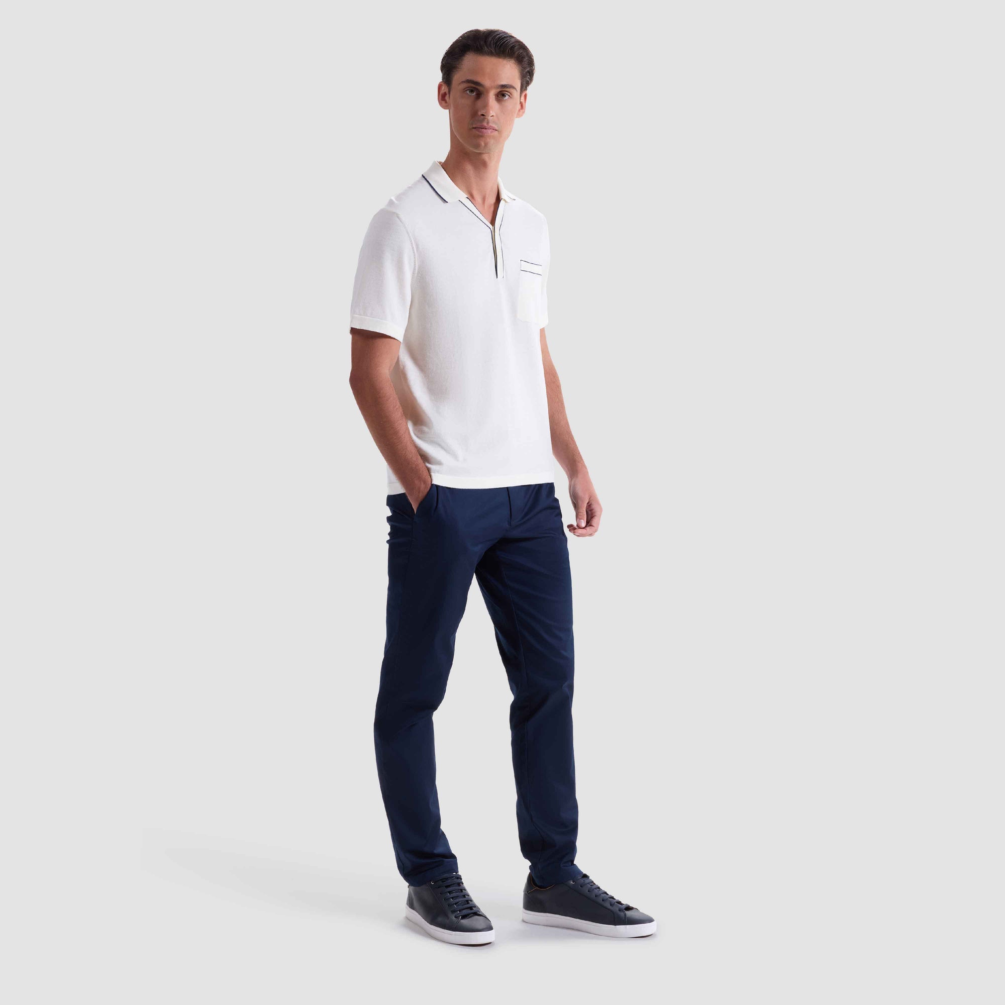 Cotton Silk Johnny Collar Sweater