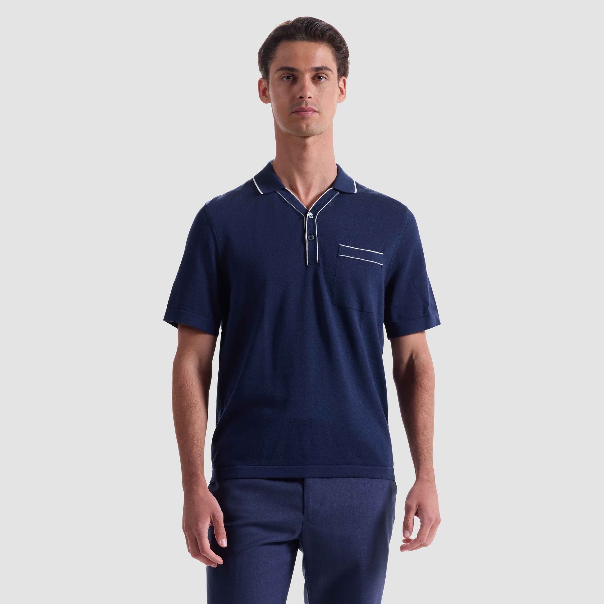 Cotton Silk Johnny Collar Sweater