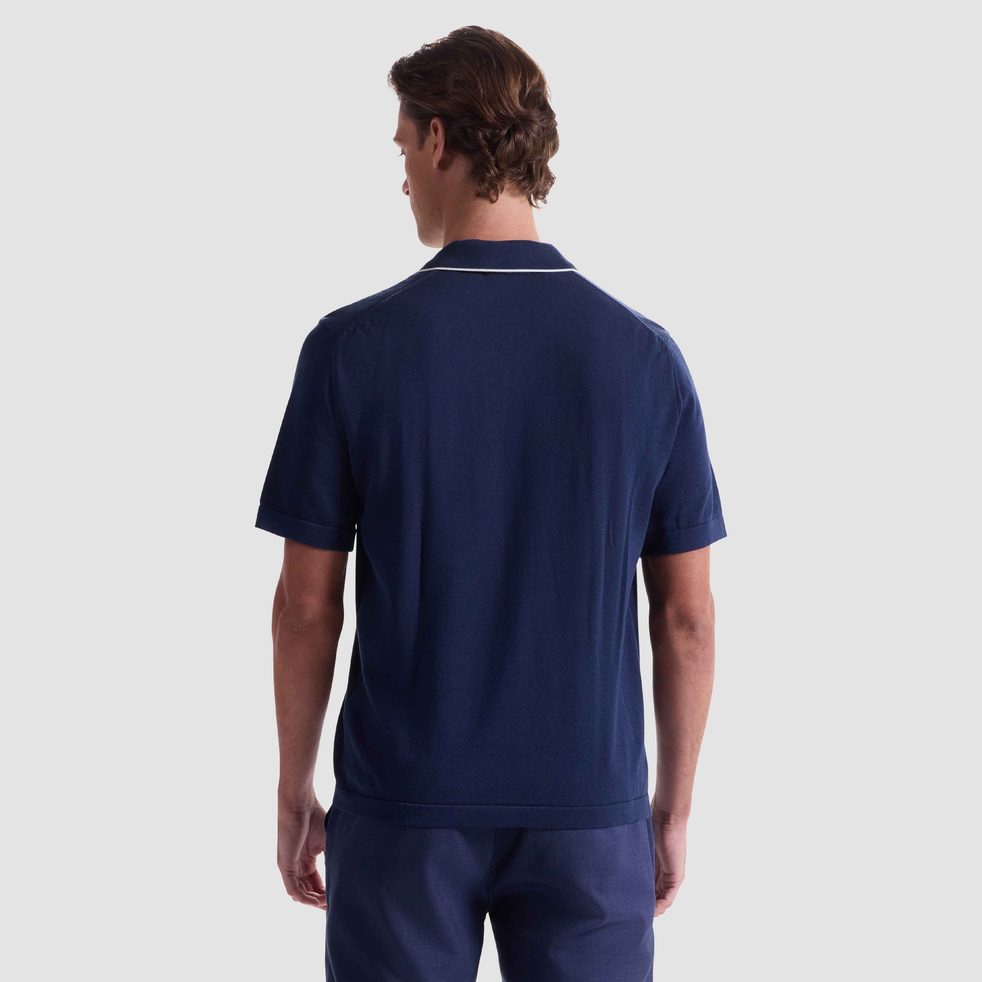 Cotton Silk Johnny Collar Sweater