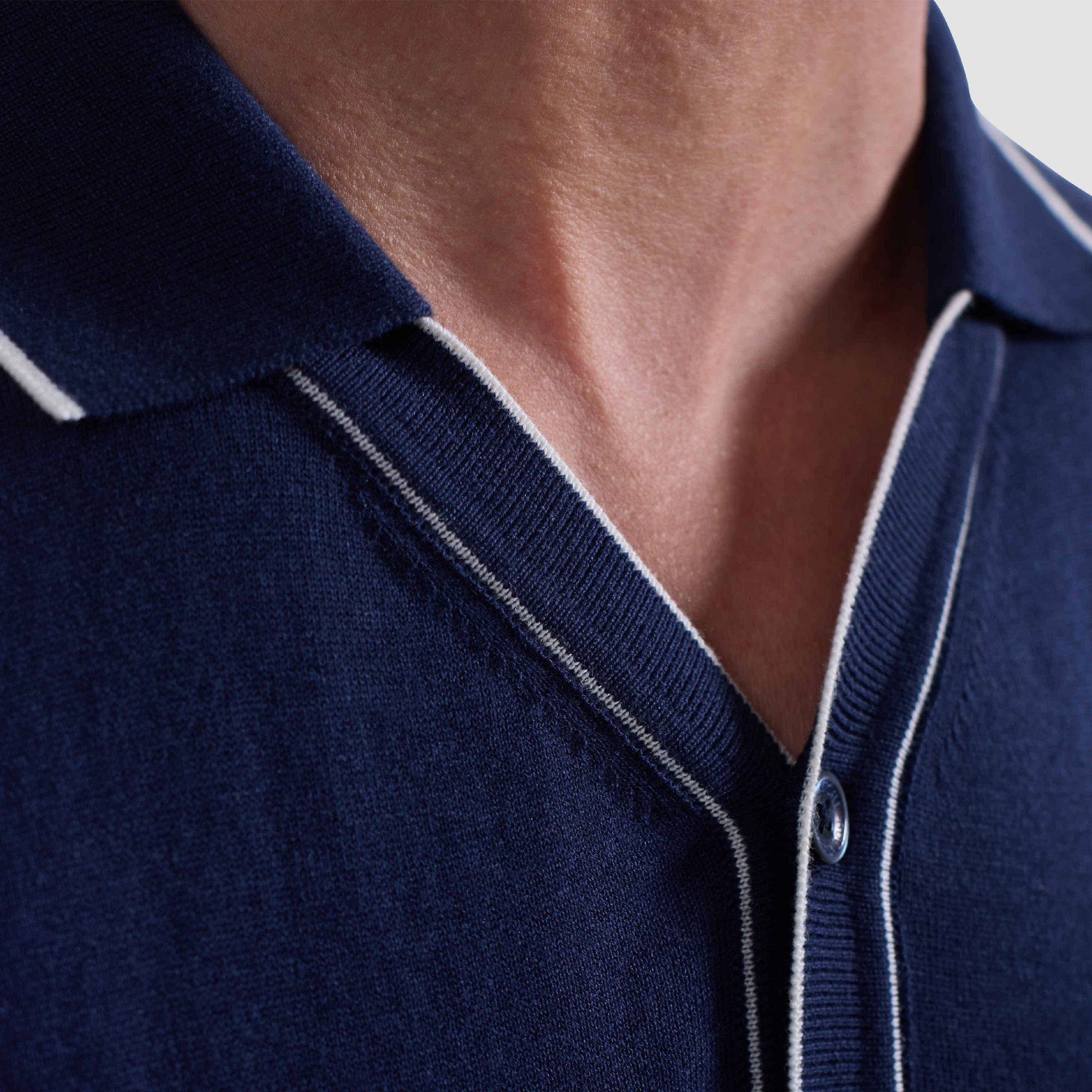 Cotton Silk Johnny Collar Sweater