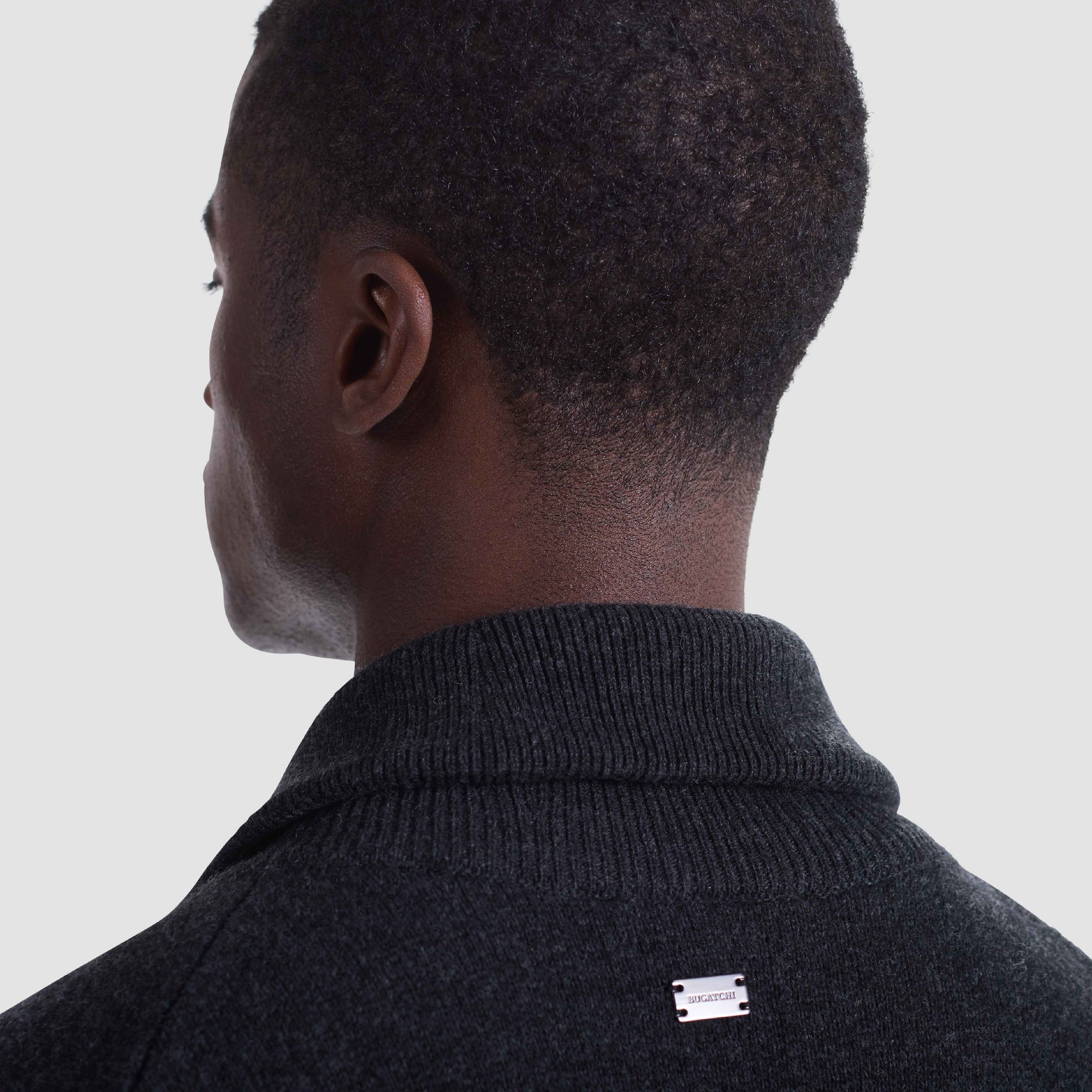 Melange Herringbone Full Zip Sweater