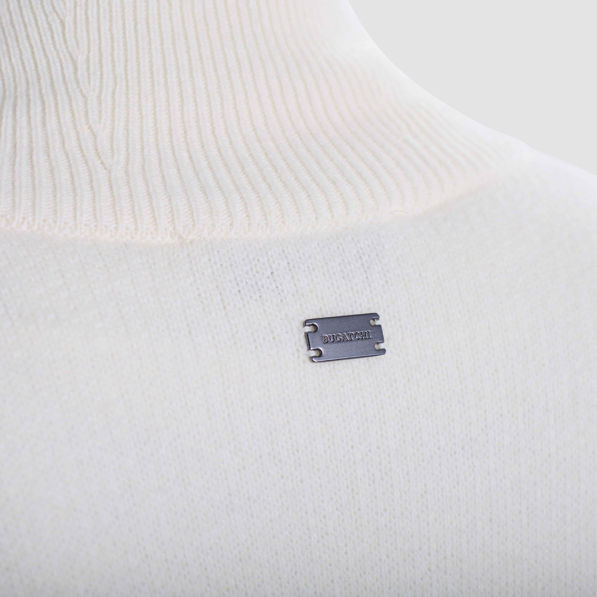 Melange Herringbone Full Zip Sweater