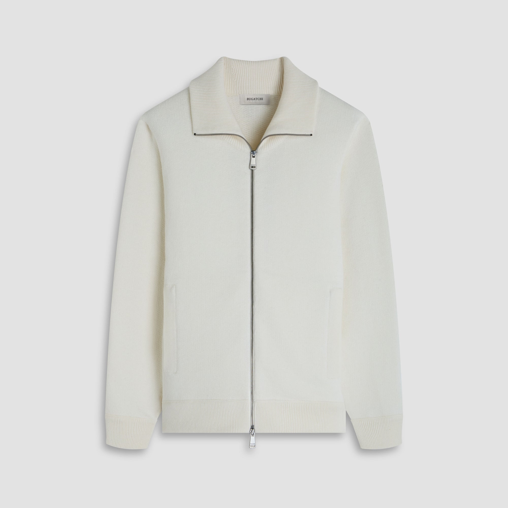 Melange Herringbone Full Zip Sweater