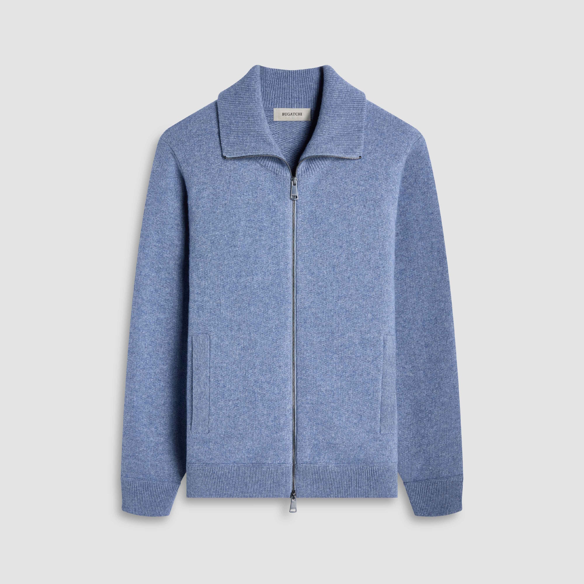 Melange Herringbone Full Zip Sweater