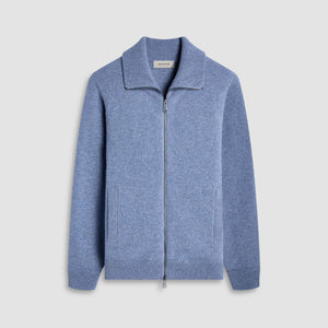 Melange Herringbone Full Zip Sweater