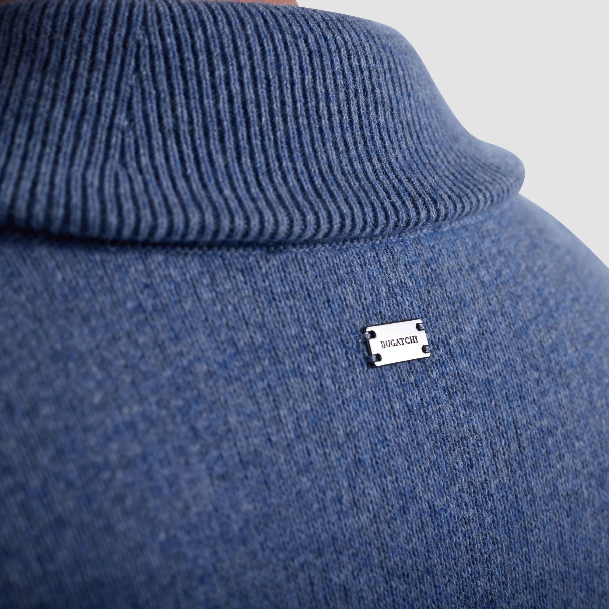 Melange Herringbone Full Zip Sweater