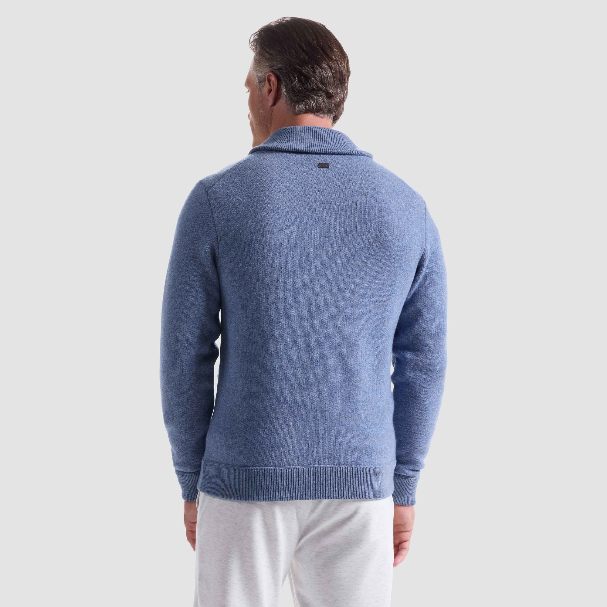 Melange Herringbone Full Zip Sweater