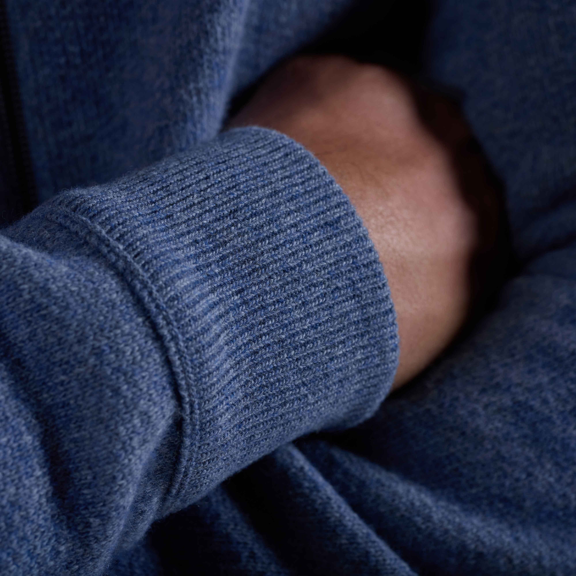 Melange Herringbone Full Zip Sweater