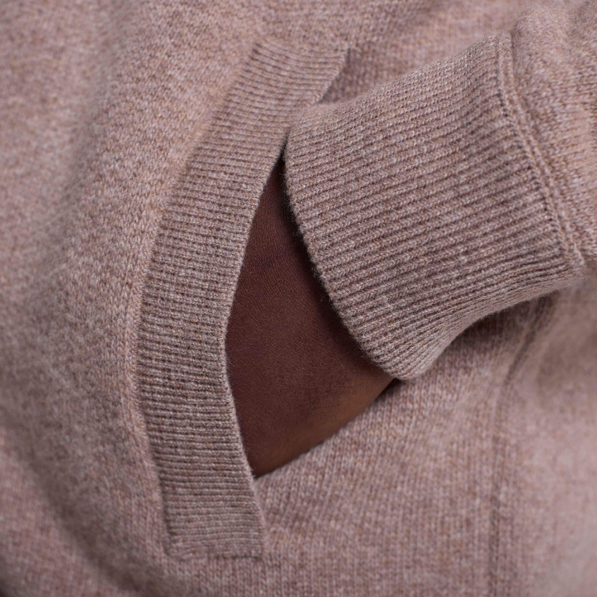 Melange Herringbone Full Zip Sweater