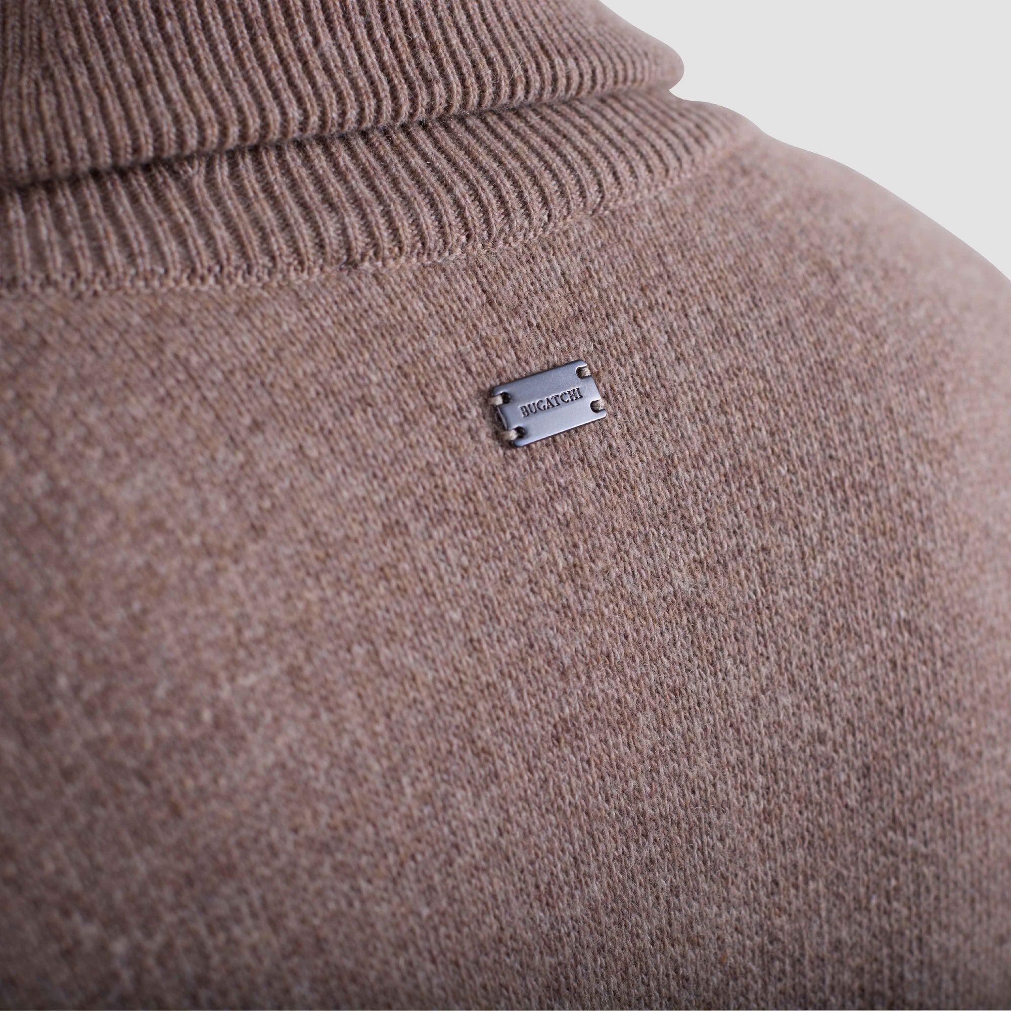 Melange Herringbone Full Zip Sweater