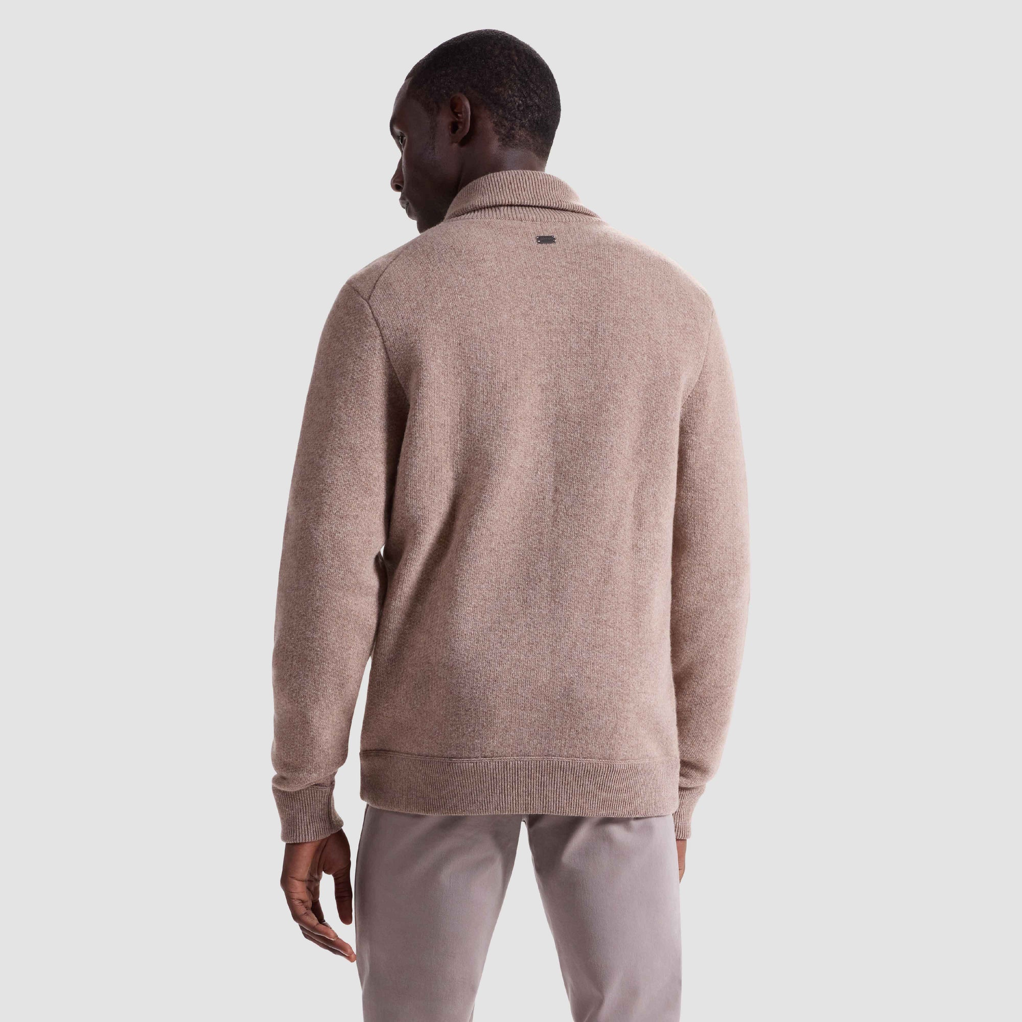 Melange Herringbone Full Zip Sweater