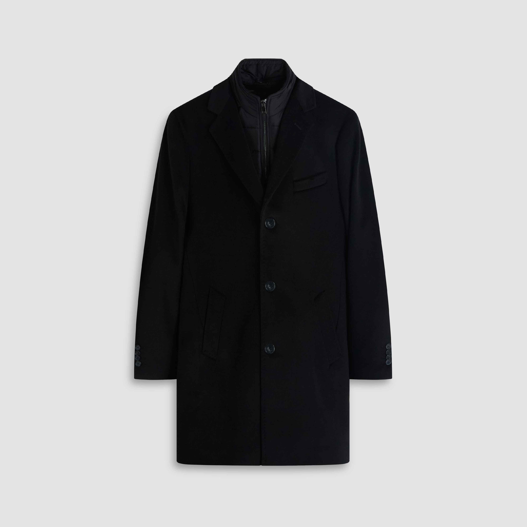 Wool-Cashmere Coat with Removable Nylon Bib
