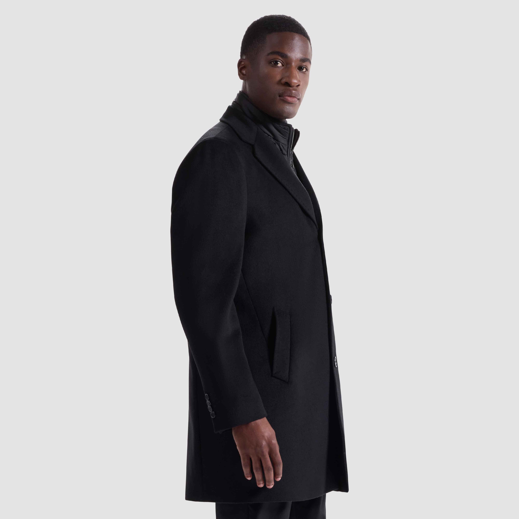 Wool-Cashmere Coat with Removable Nylon Bib