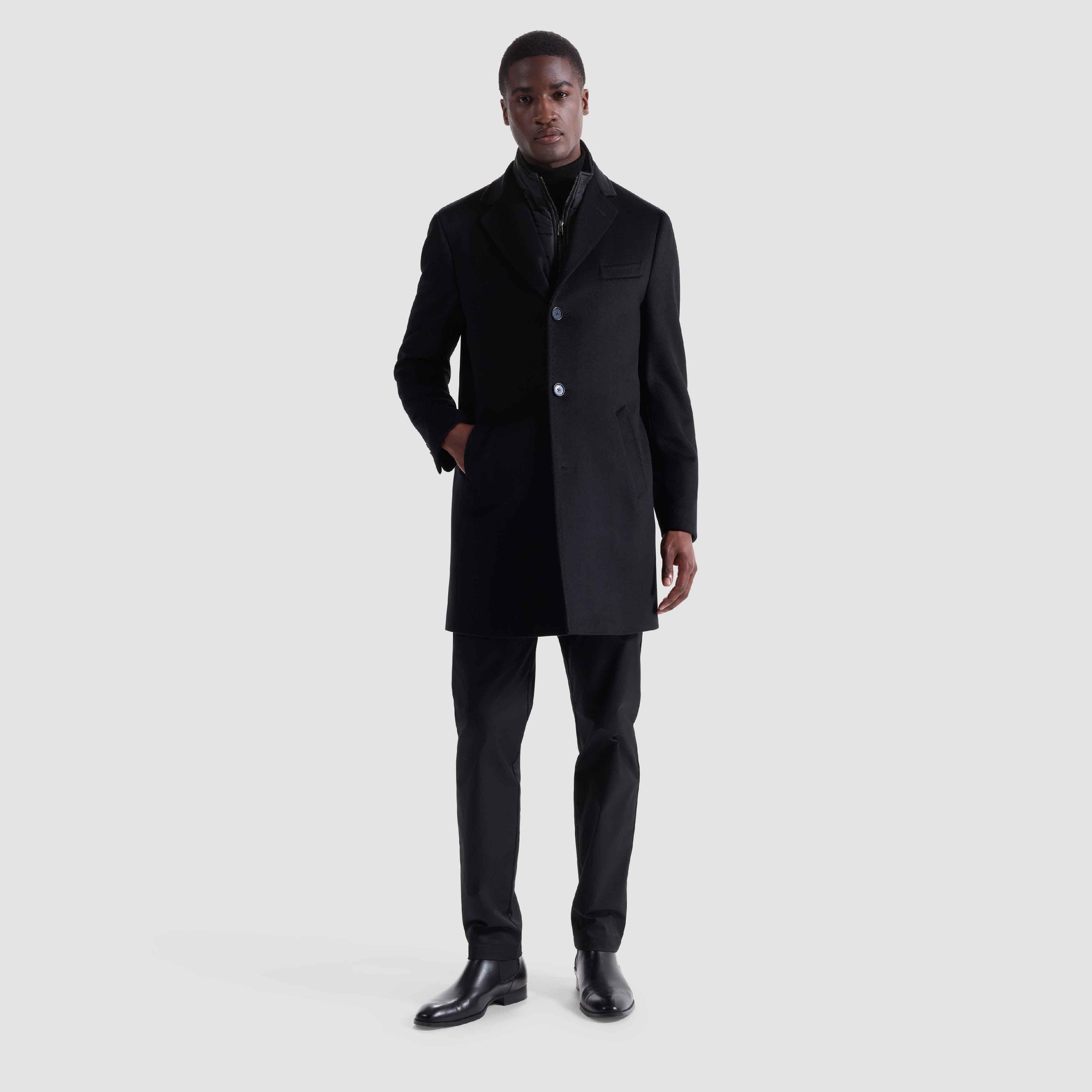 Wool-Cashmere Coat with Removable Nylon Bib