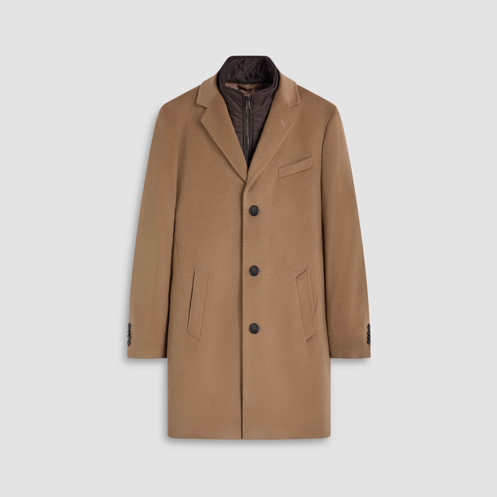 Wool-Cashmere Coat with Removable Nylon Bib
