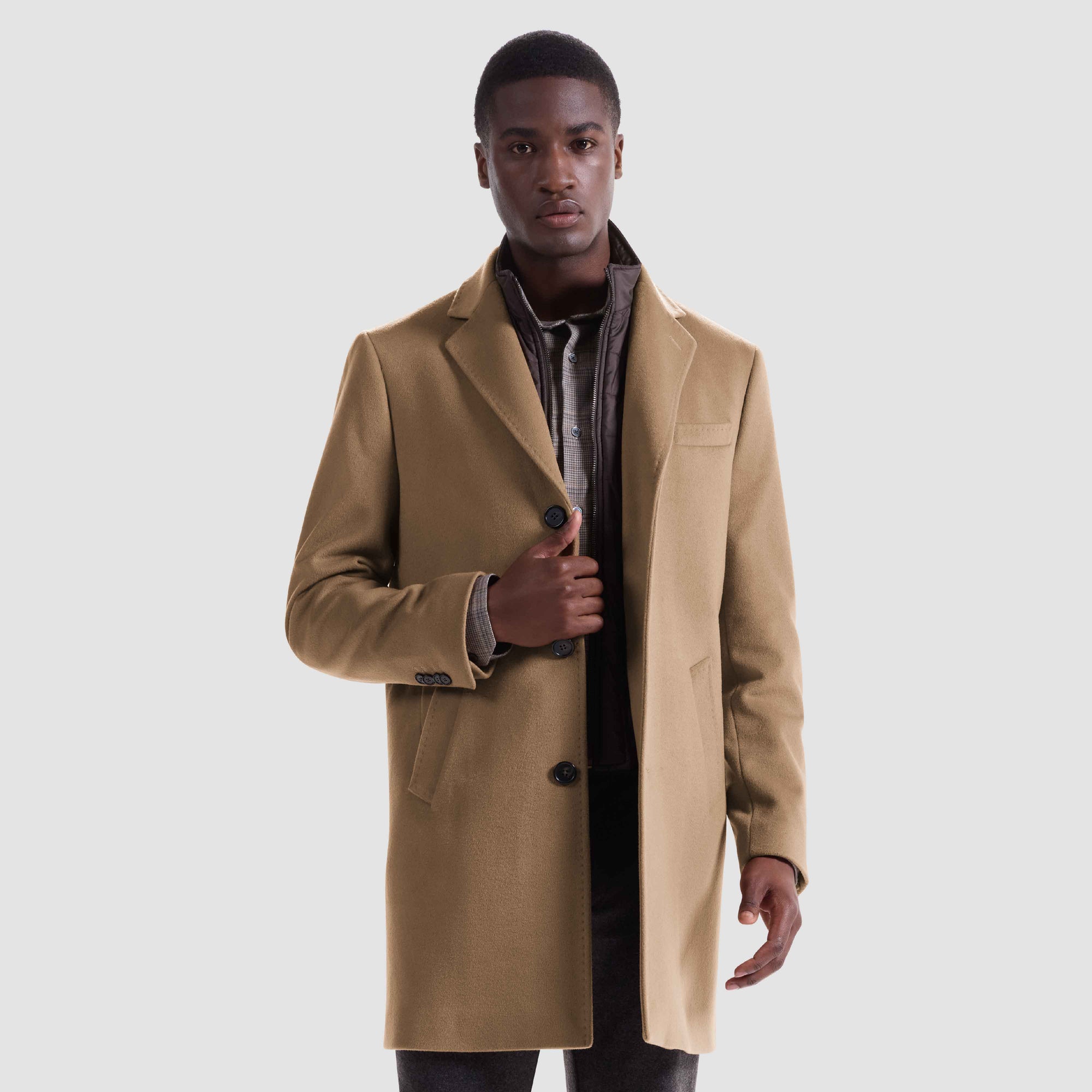 Wool-Cashmere Coat with Removable Nylon Bib
