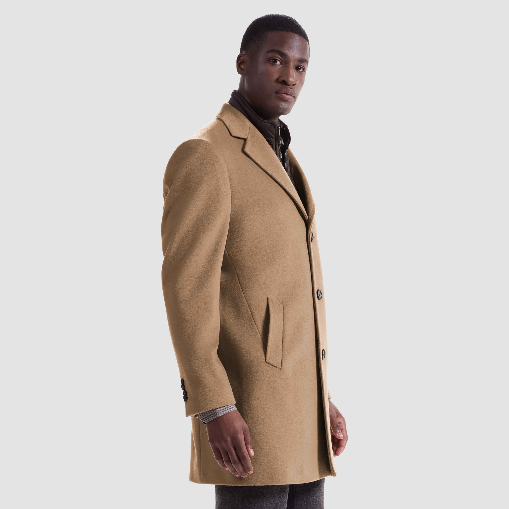 Wool-Cashmere Coat with Removable Nylon Bib