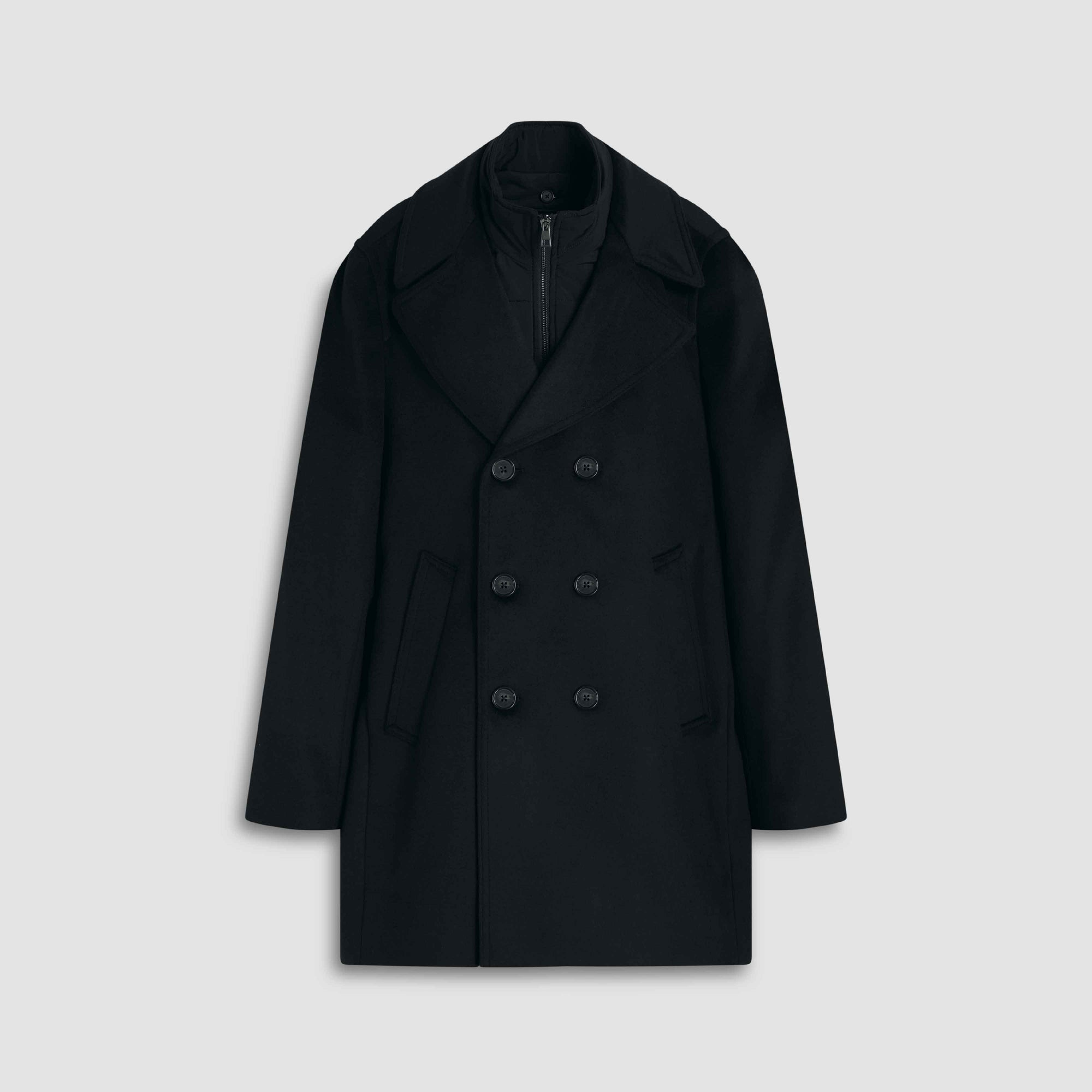Wool-Cashmere Peacoat with Removable Nylon Bib