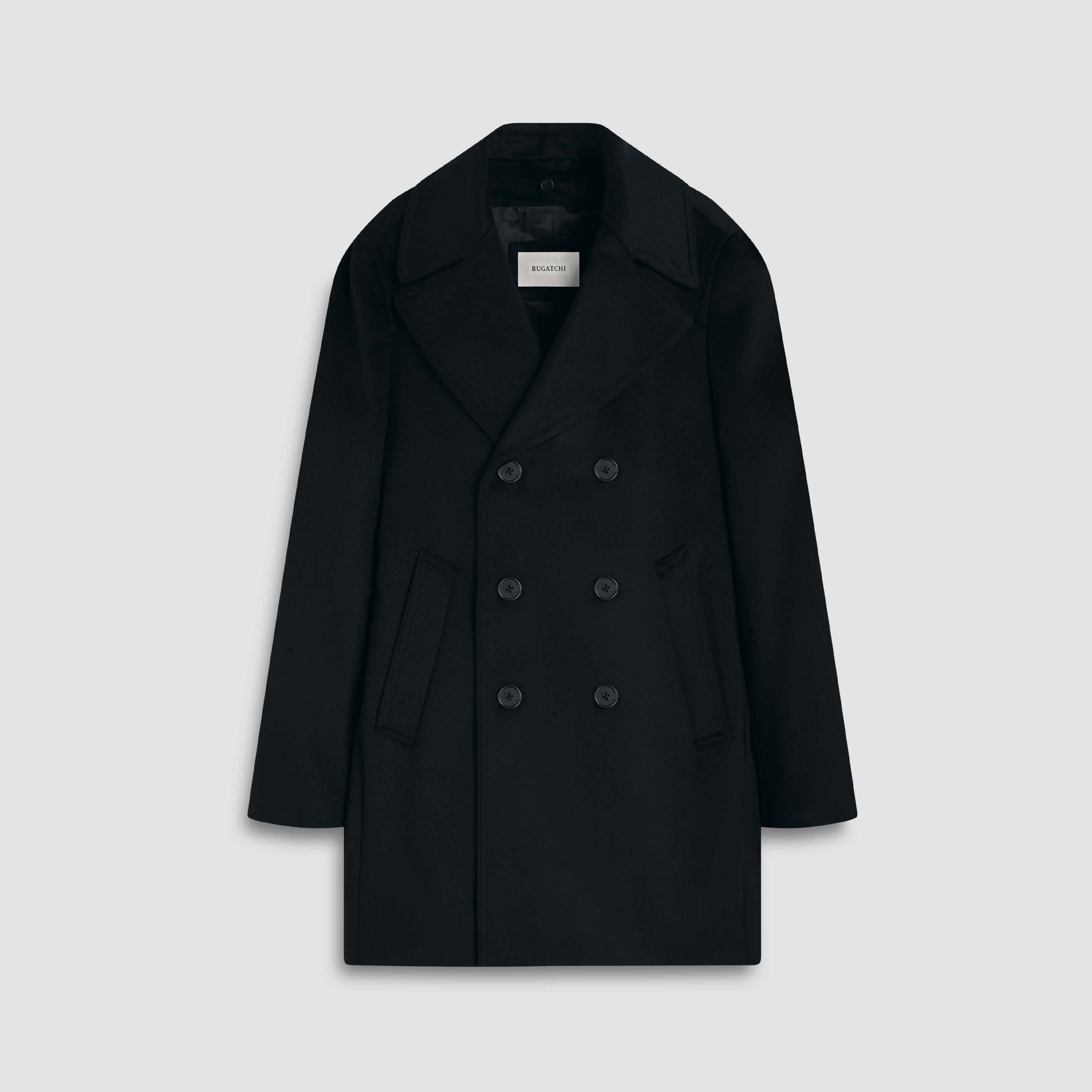 Wool-Cashmere Peacoat with Removable Nylon Bib – BUGATCHI