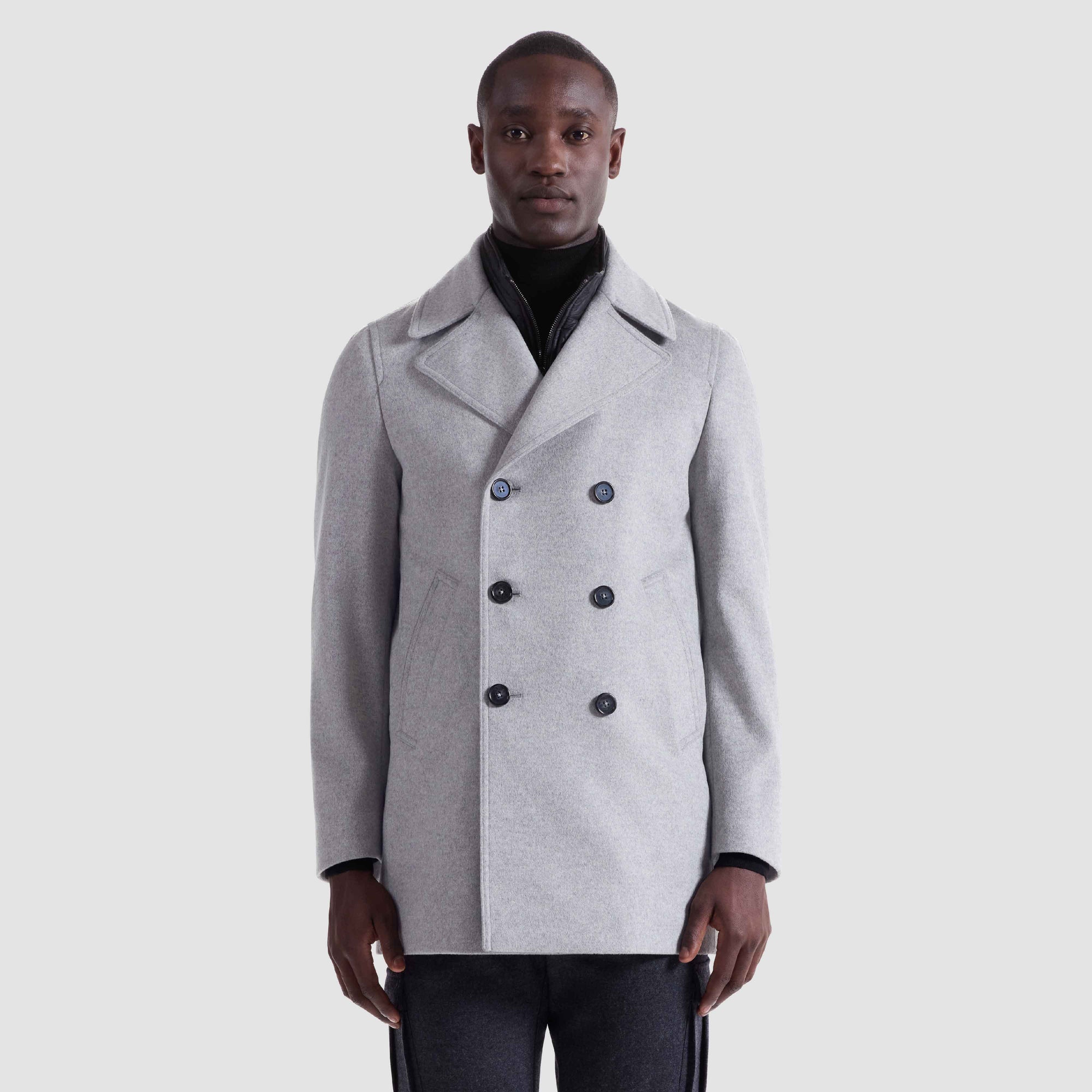 Wool-Cashmere Peacoat with Removable Nylon Bib