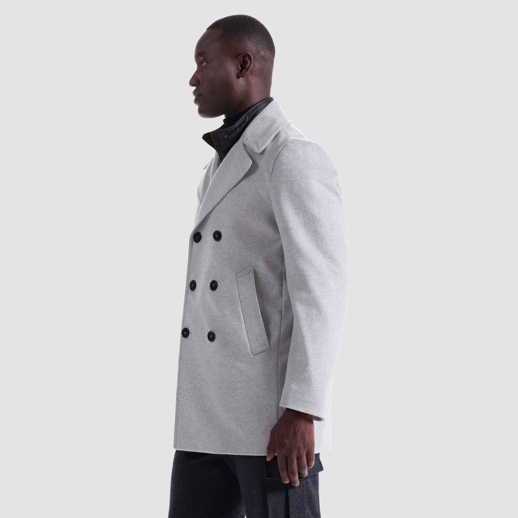Wool-Cashmere Peacoat with Removable Nylon Bib