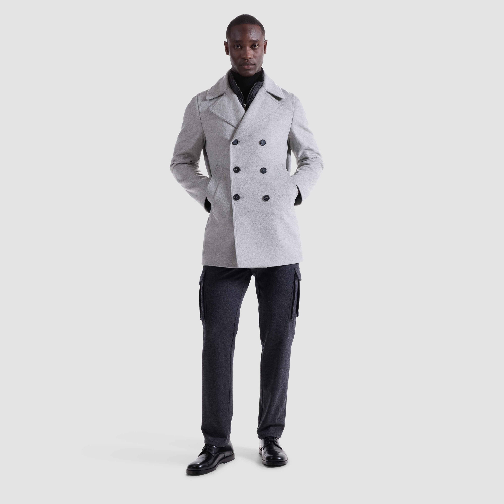 Wool-Cashmere Peacoat with Removable Nylon Bib