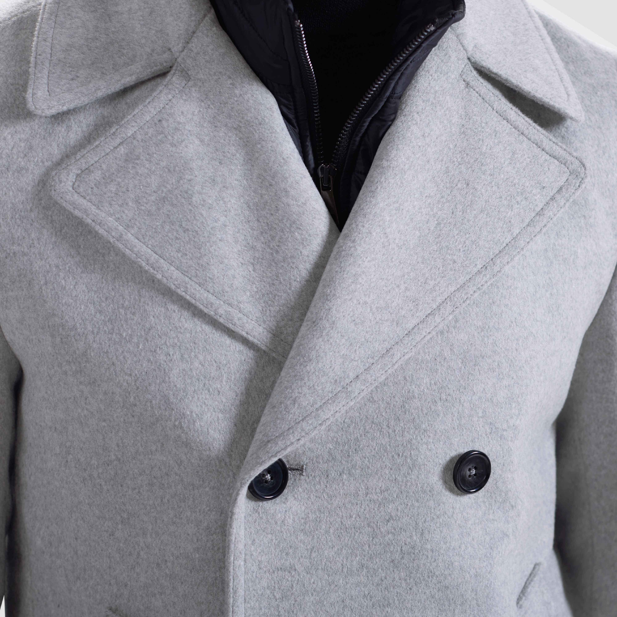 Wool-Cashmere Peacoat with Removable Nylon Bib