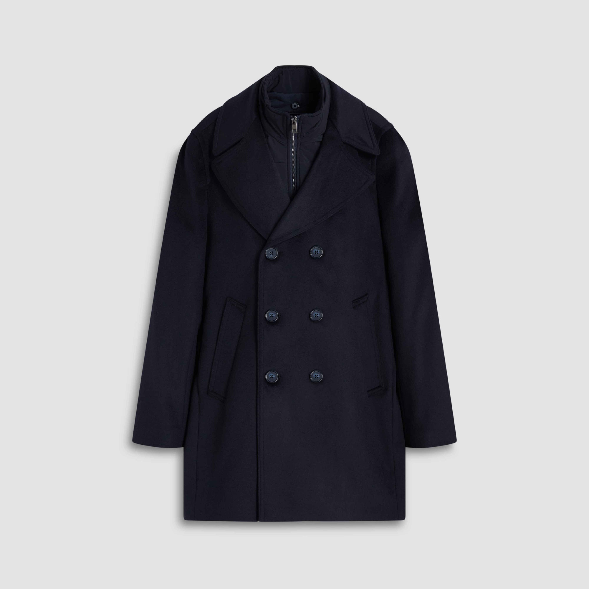 Wool-Cashmere Peacoat with Removable Nylon Bib
