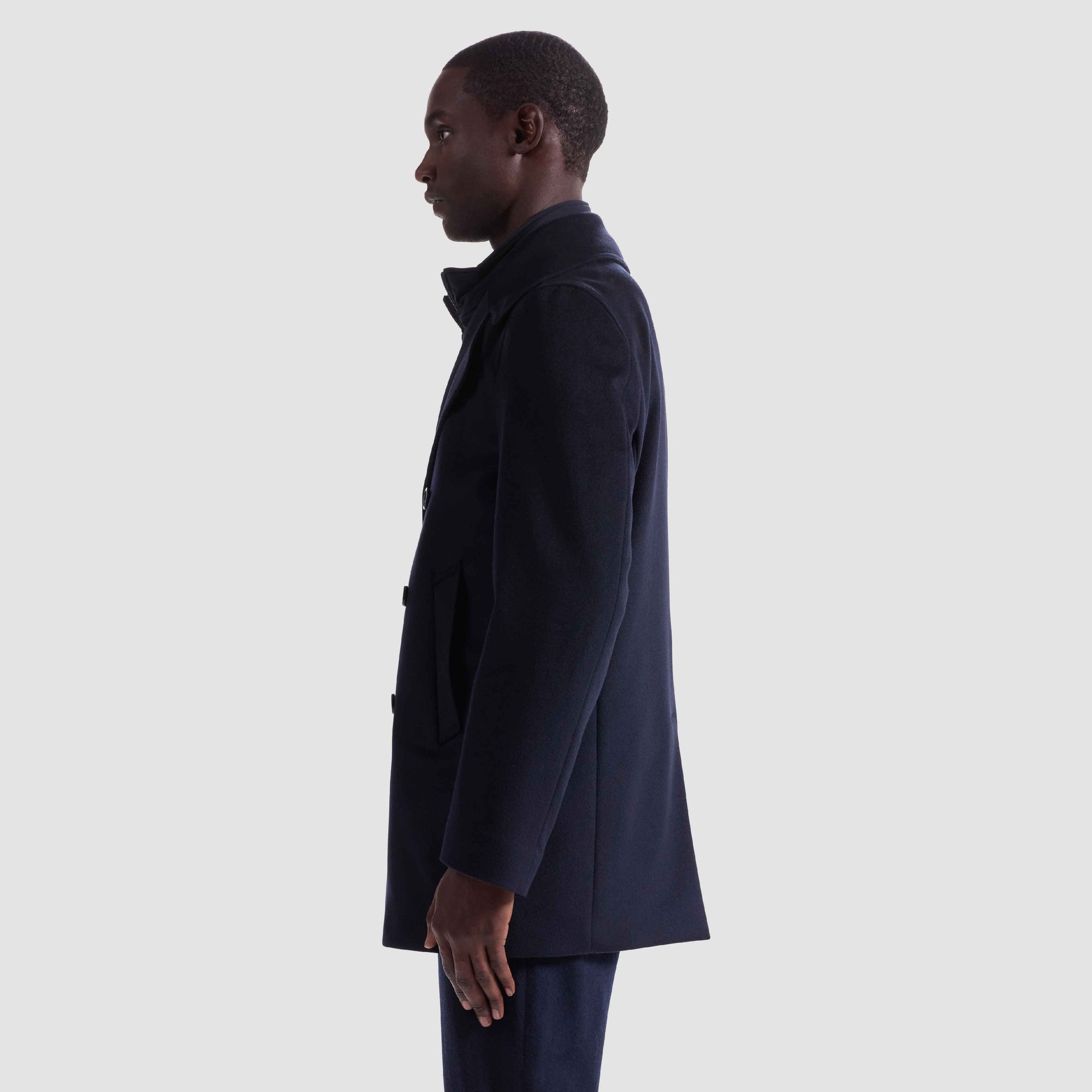 Wool-Cashmere Peacoat with Removable Nylon Bib